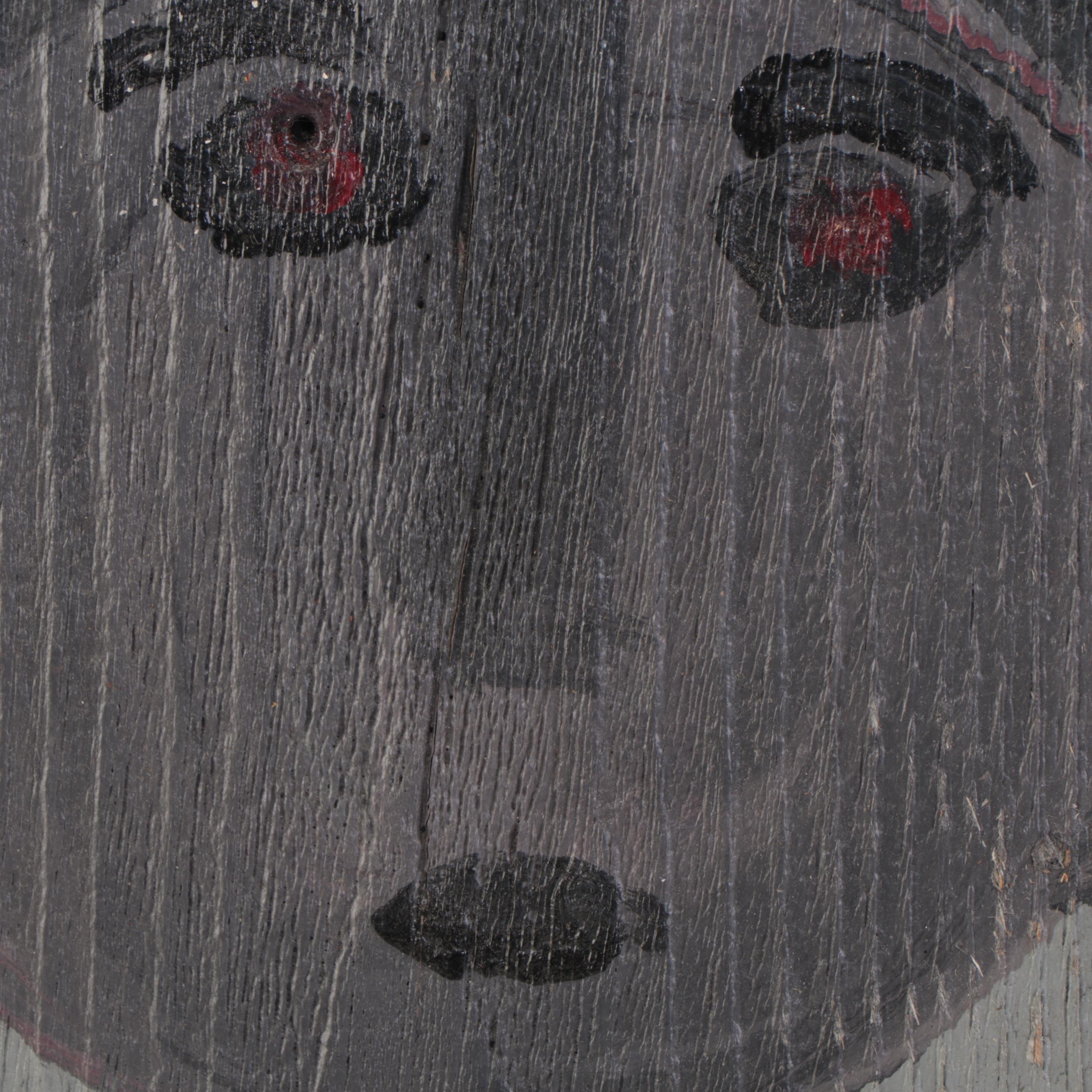 Mose Tolliver Folk Art Painting of Figure, Possibly Artist's Wife