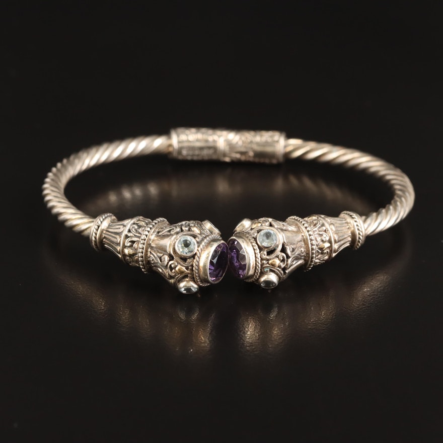 Sterling Amethyst and Topaz Cuff with 18K Accents