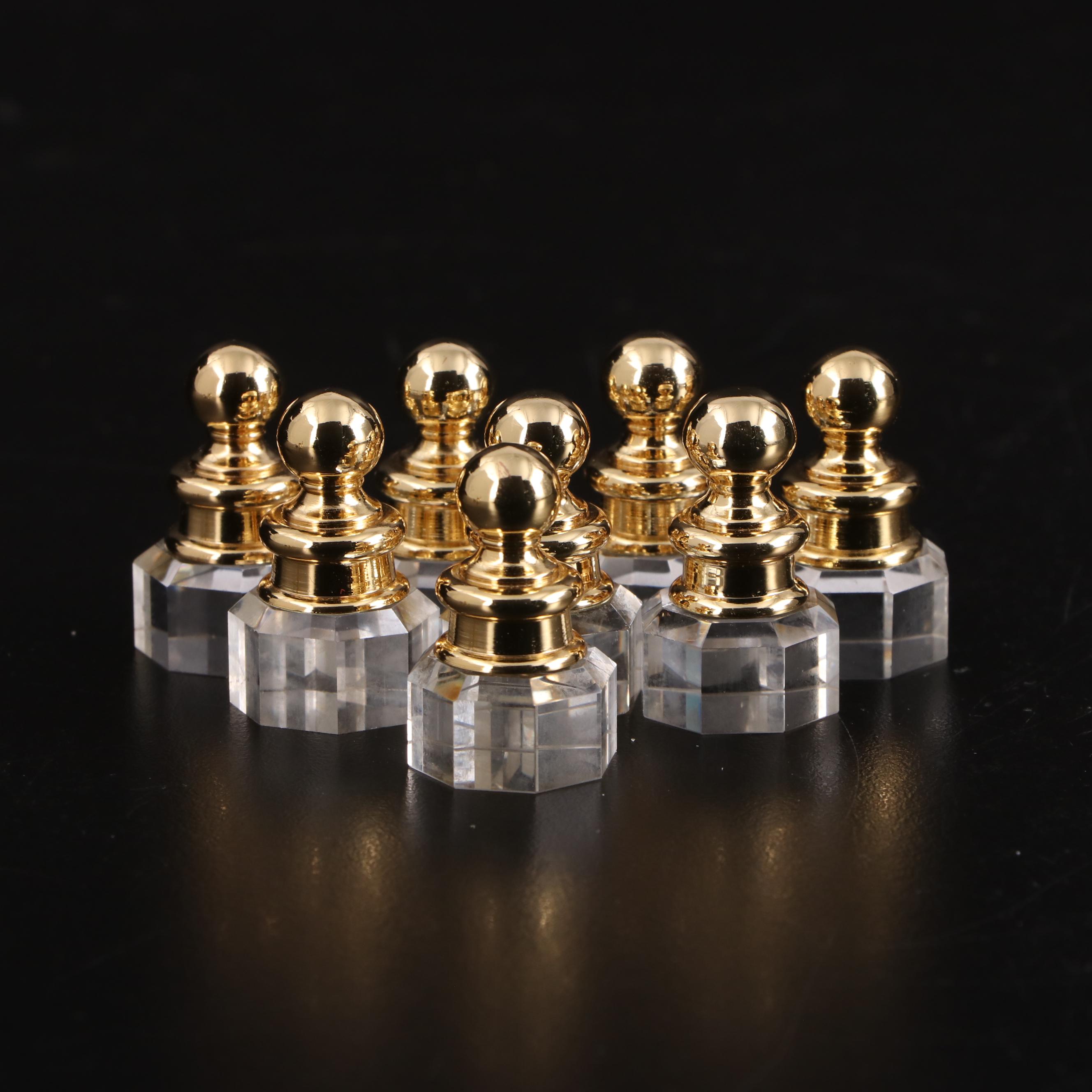24K Gold Plate, Silver Plate and Crystal Chess Set Crystal Chess Board