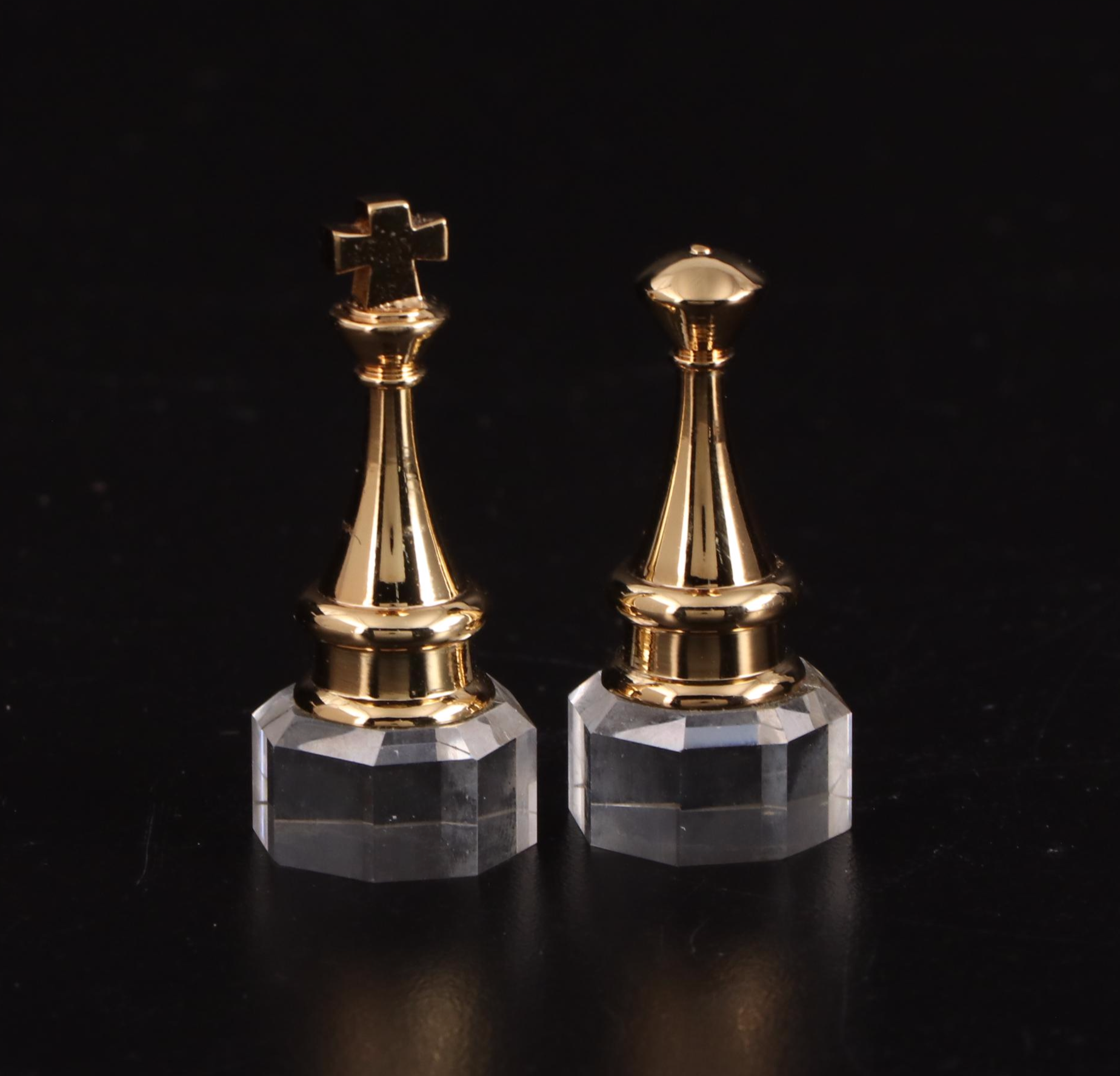 24K Gold Plate, Silver Plate and Crystal Chess Set Crystal Chess Board