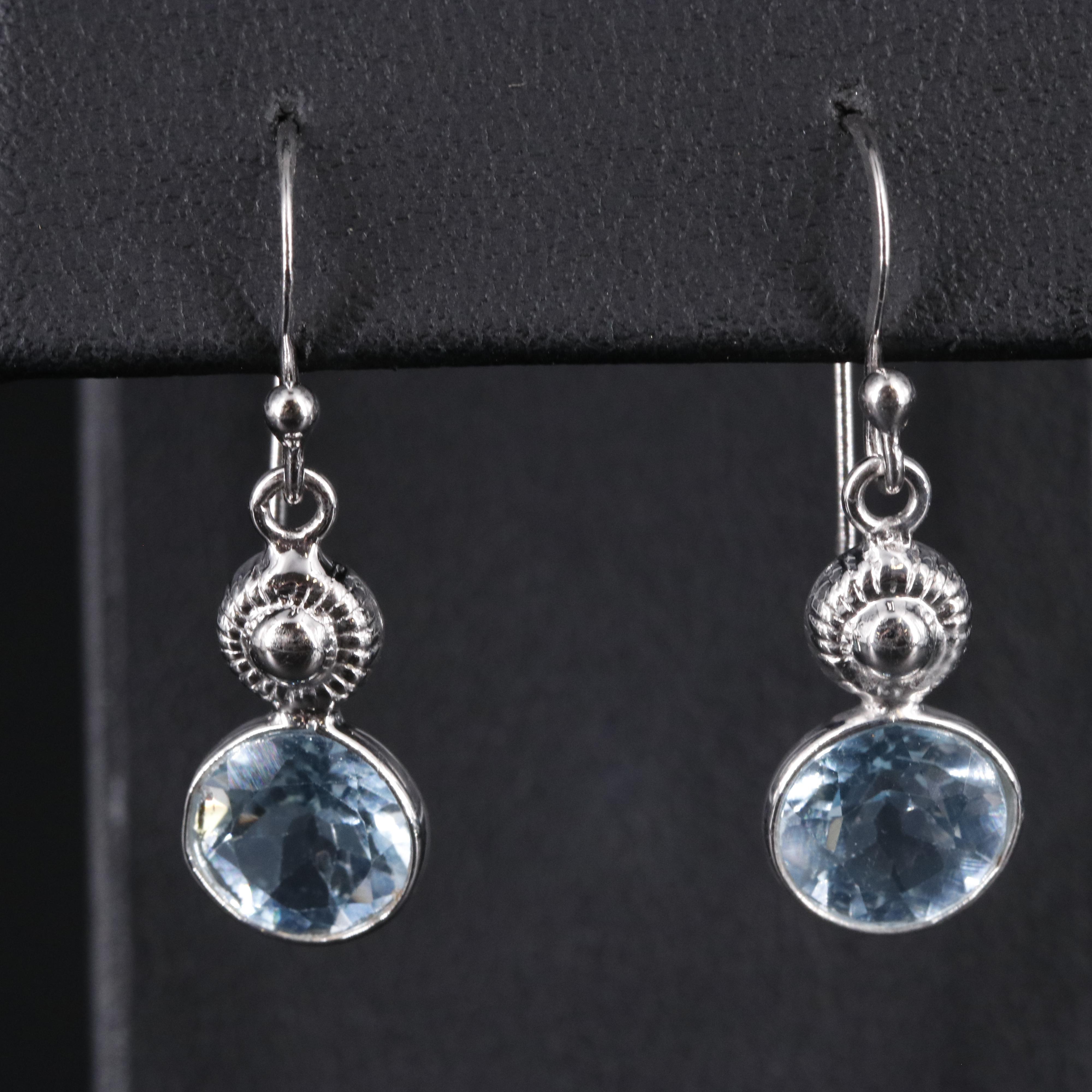 Sterling Silver Gemstone Drop Earrings