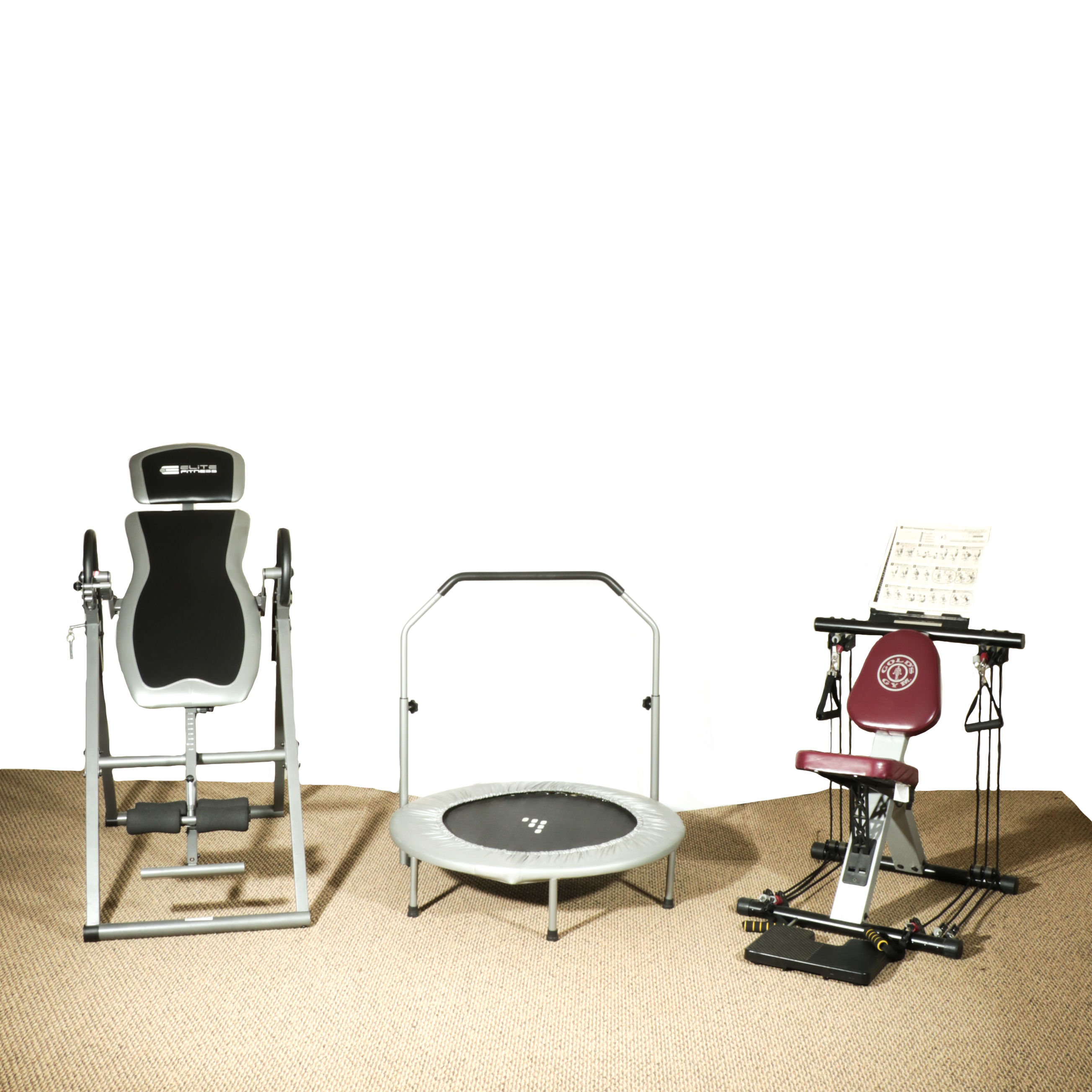 Elite Fitness Inversion Table, Gold's Gym Personal Trainer, Exercise Trampoline