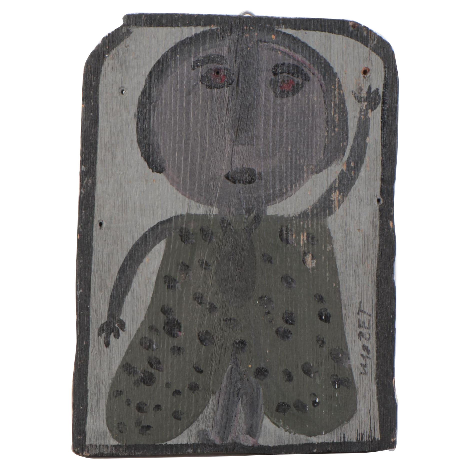 Mose Tolliver Folk Art Painting of Figure, Possibly Artist's Wife