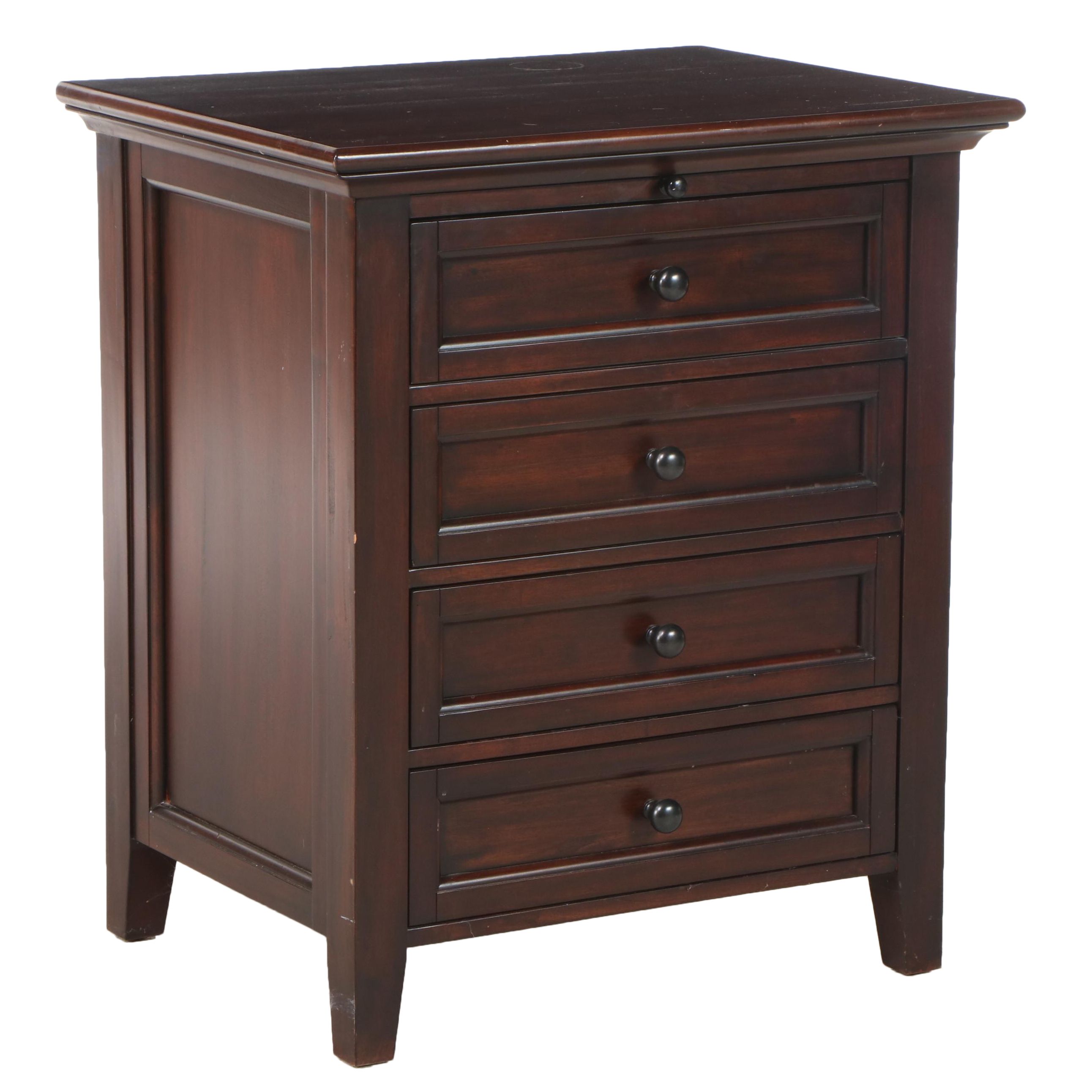 Pottery Barn "Hudson" Mahogany Four-Drawer Nightstand