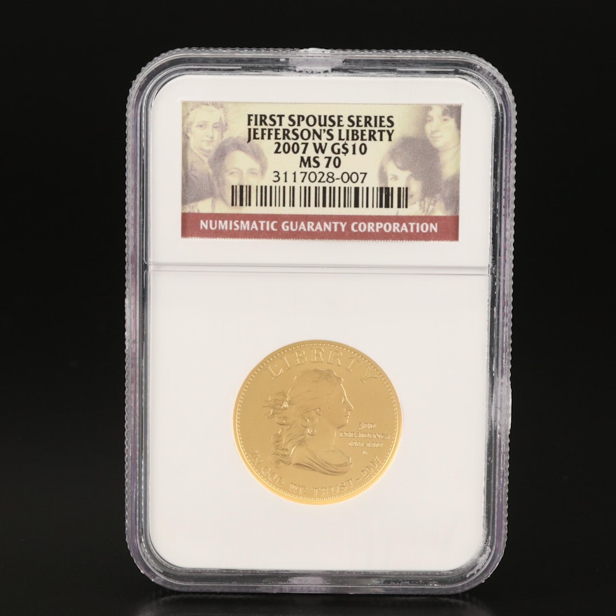 NGC Graded MS70 2007-W Jefferson's Liberty $10 Gold Coin