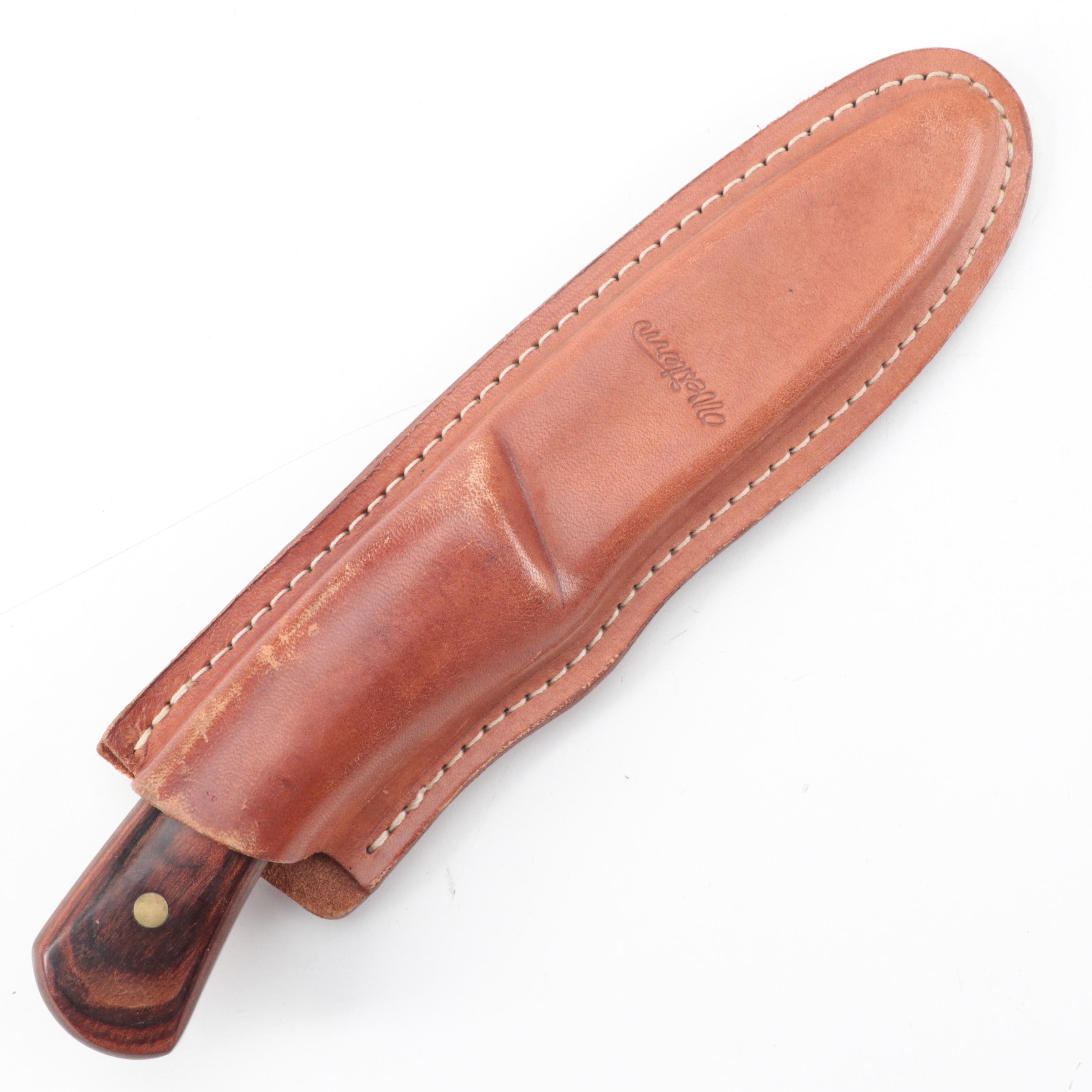 Western, Fury, Schrade and Other Fixed Blade Knives with Leather Scabbards