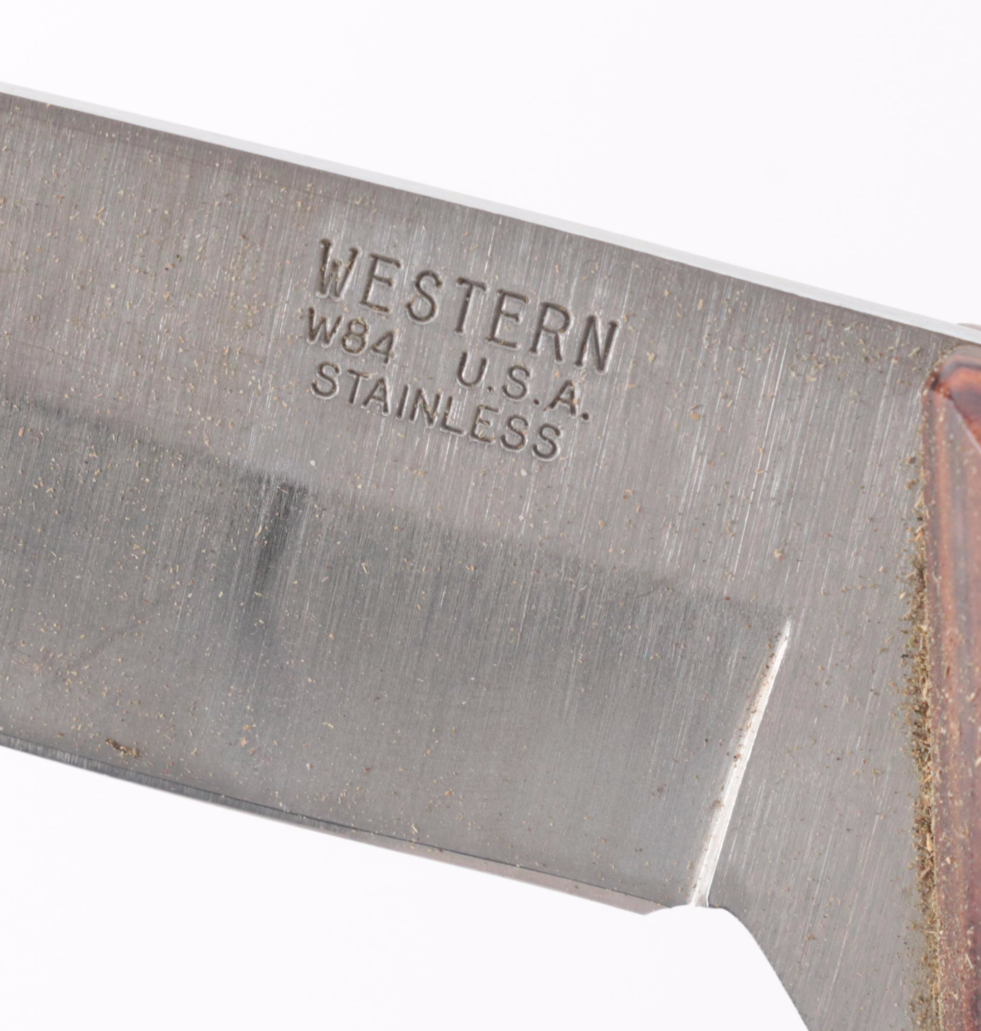 Western, Fury, Schrade and Other Fixed Blade Knives with Leather Scabbards