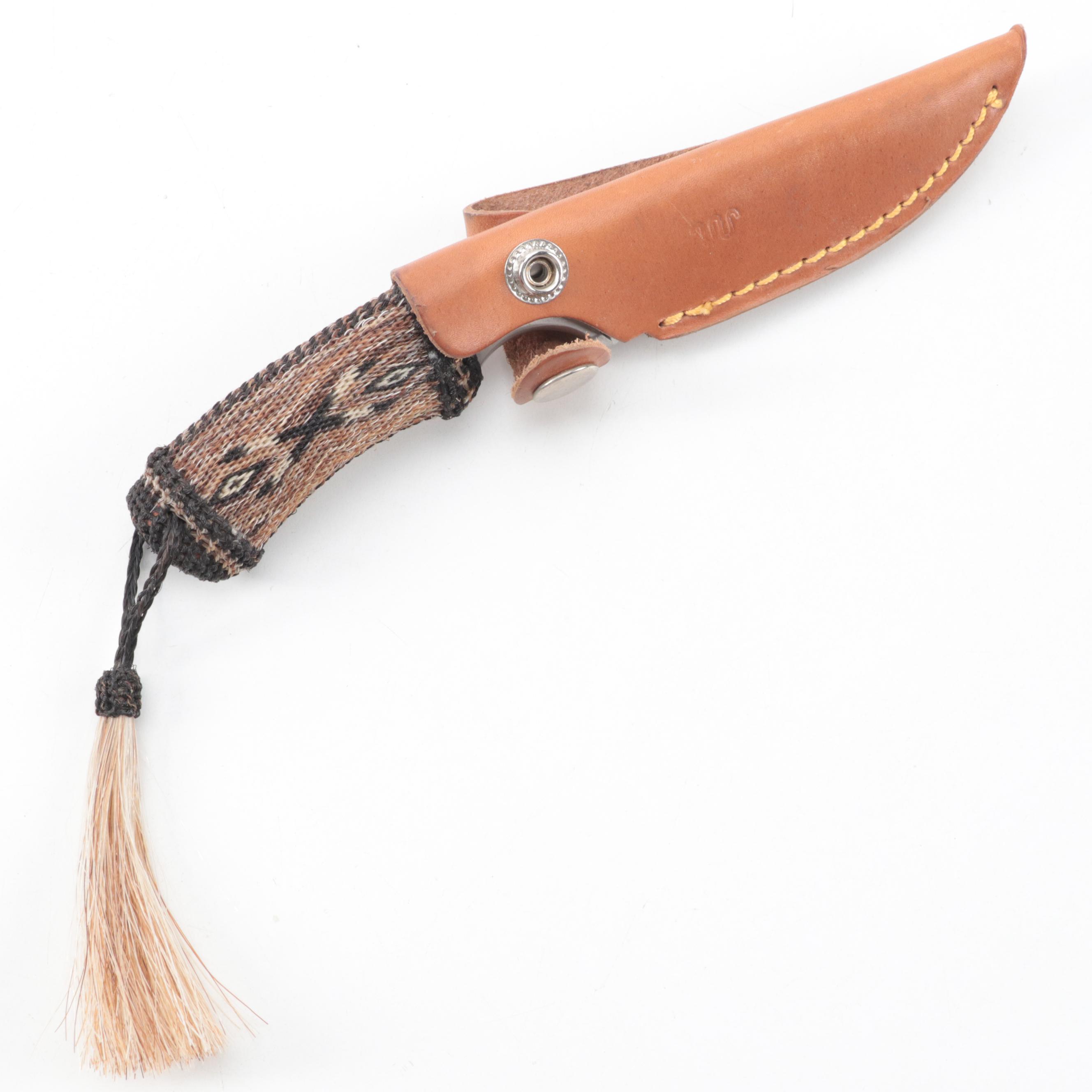 Western, Fury, Schrade and Other Fixed Blade Knives with Leather Scabbards