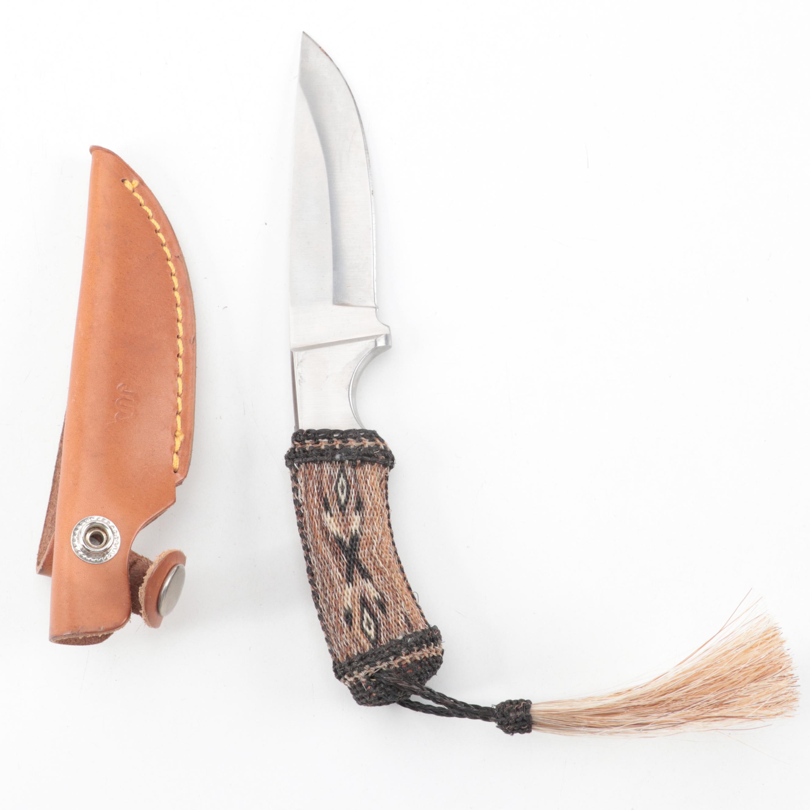 Western, Fury, Schrade and Other Fixed Blade Knives with Leather Scabbards