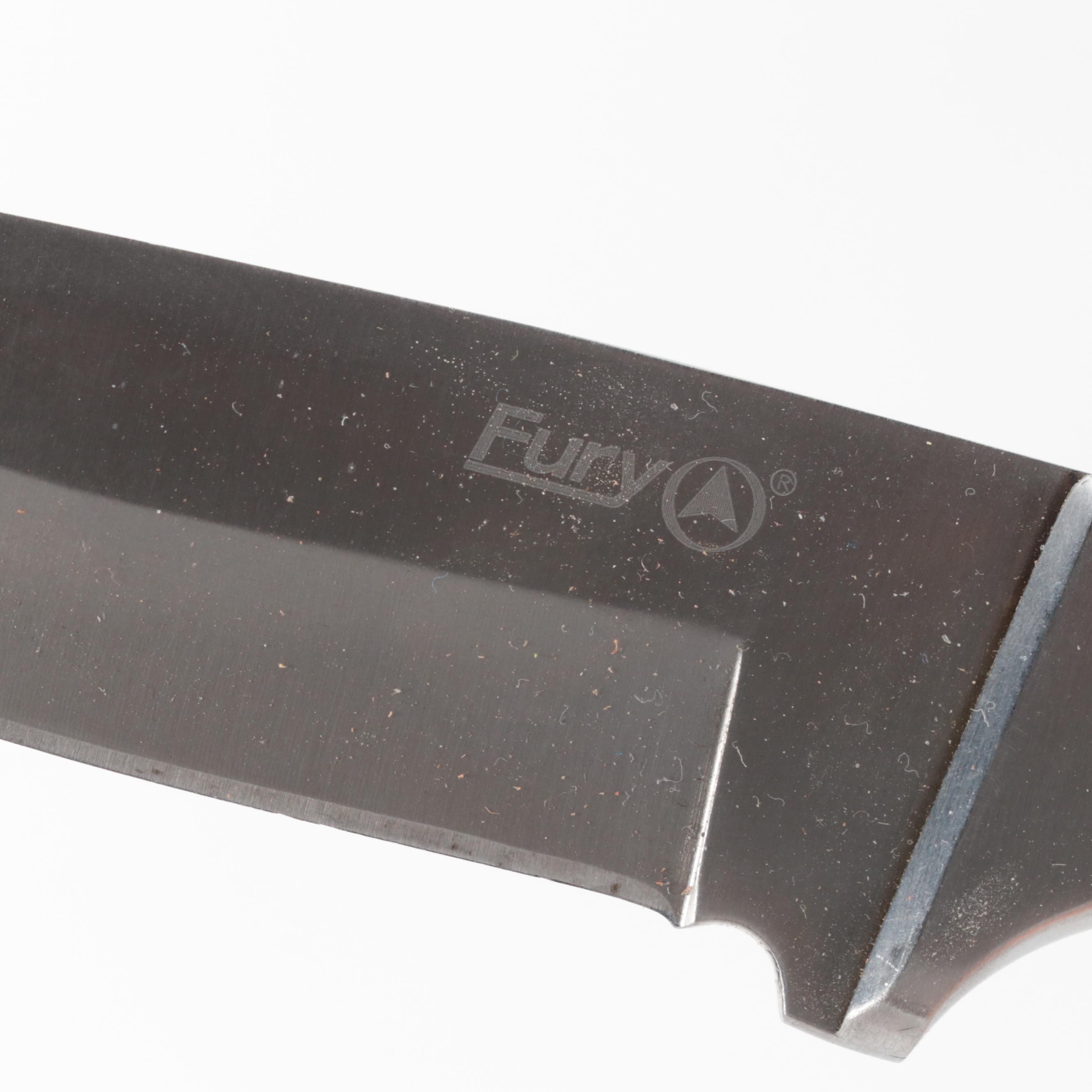 Western, Fury, Schrade and Other Fixed Blade Knives with Leather Scabbards