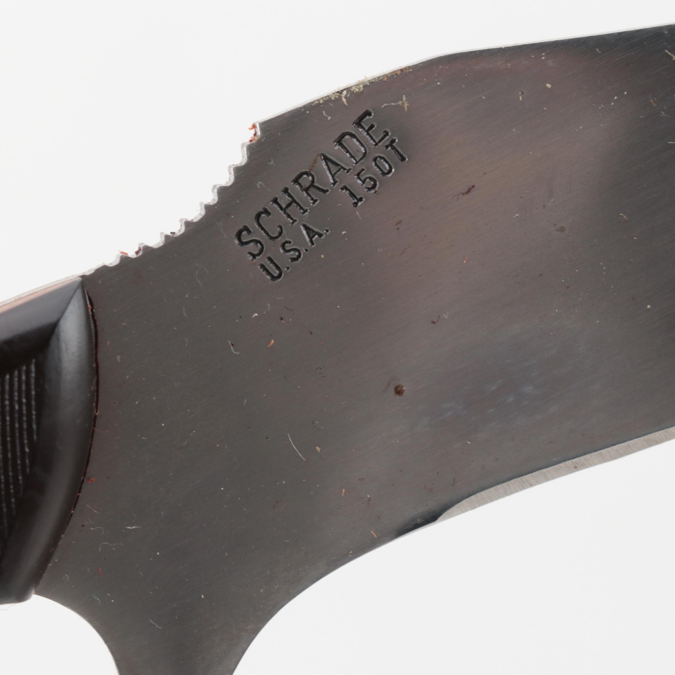 Western, Fury, Schrade and Other Fixed Blade Knives with Leather Scabbards