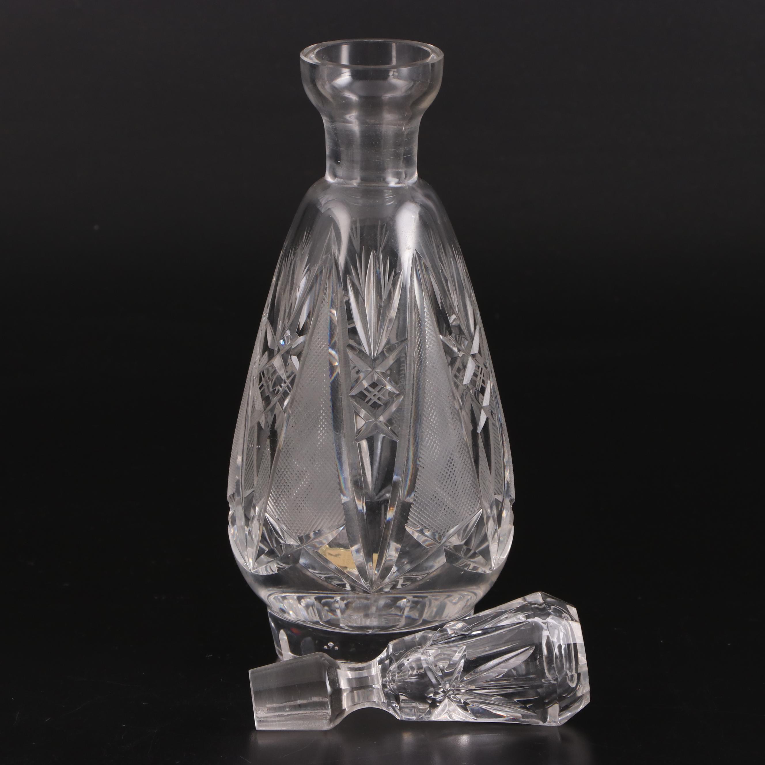 Imperlux East German Cut Crystal Decanter and Liqueur Glasses