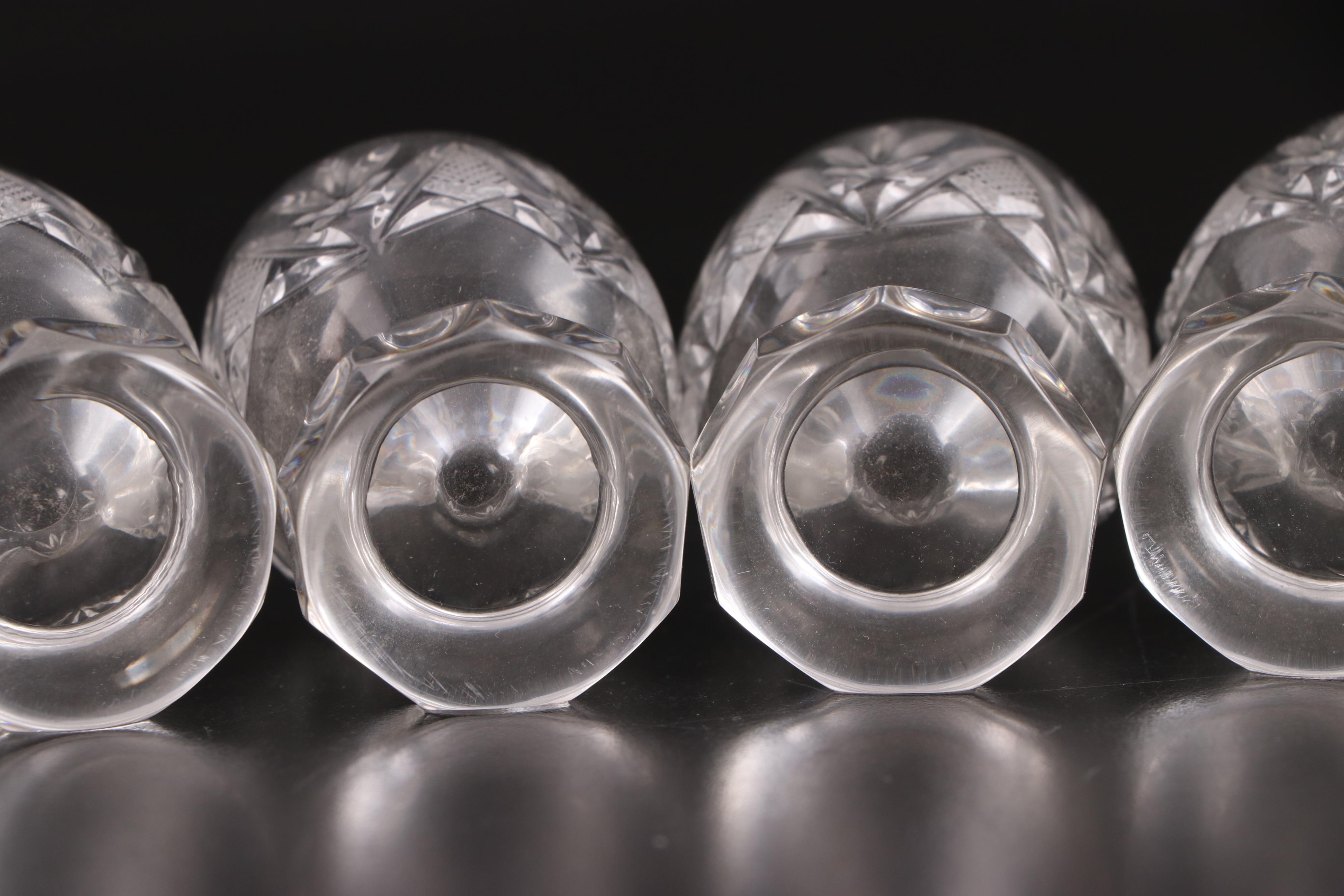 Imperlux East German Cut Crystal Decanter and Liqueur Glasses