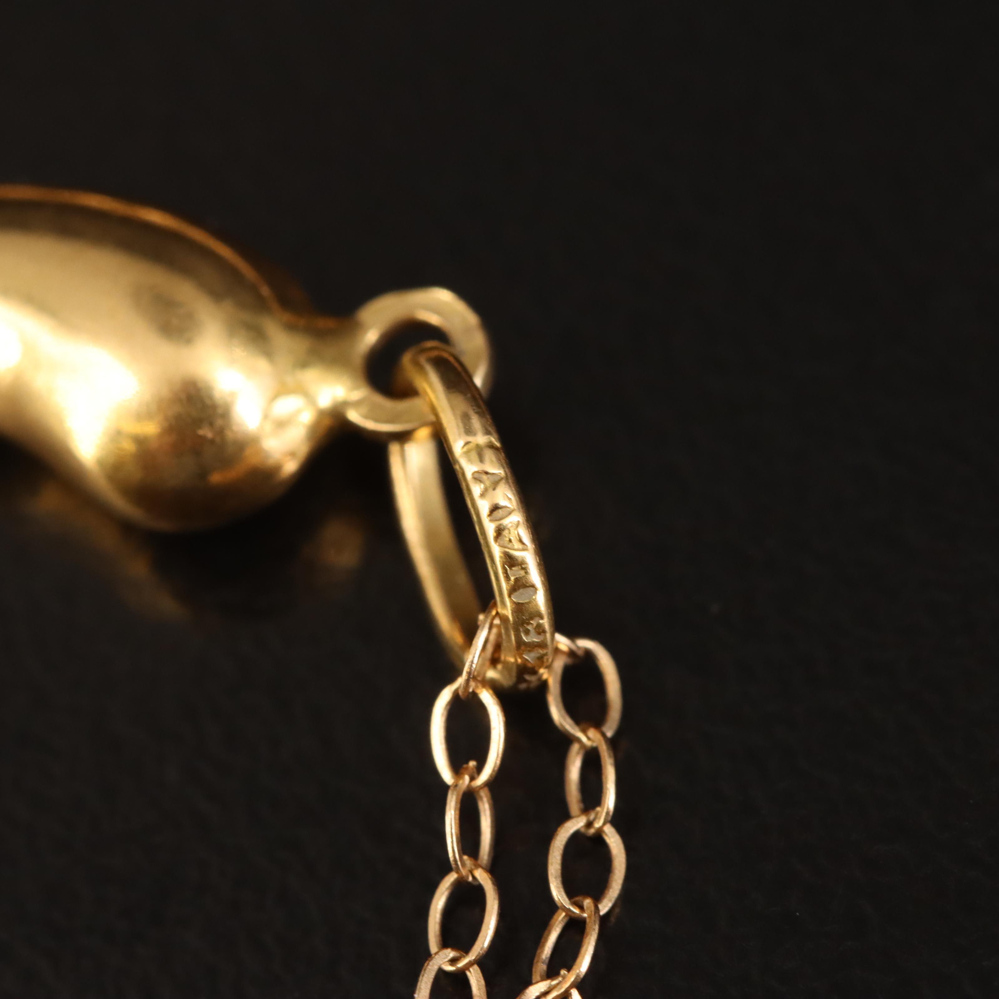 18K Cornicello Pendant on 14K Cable Chain Necklace