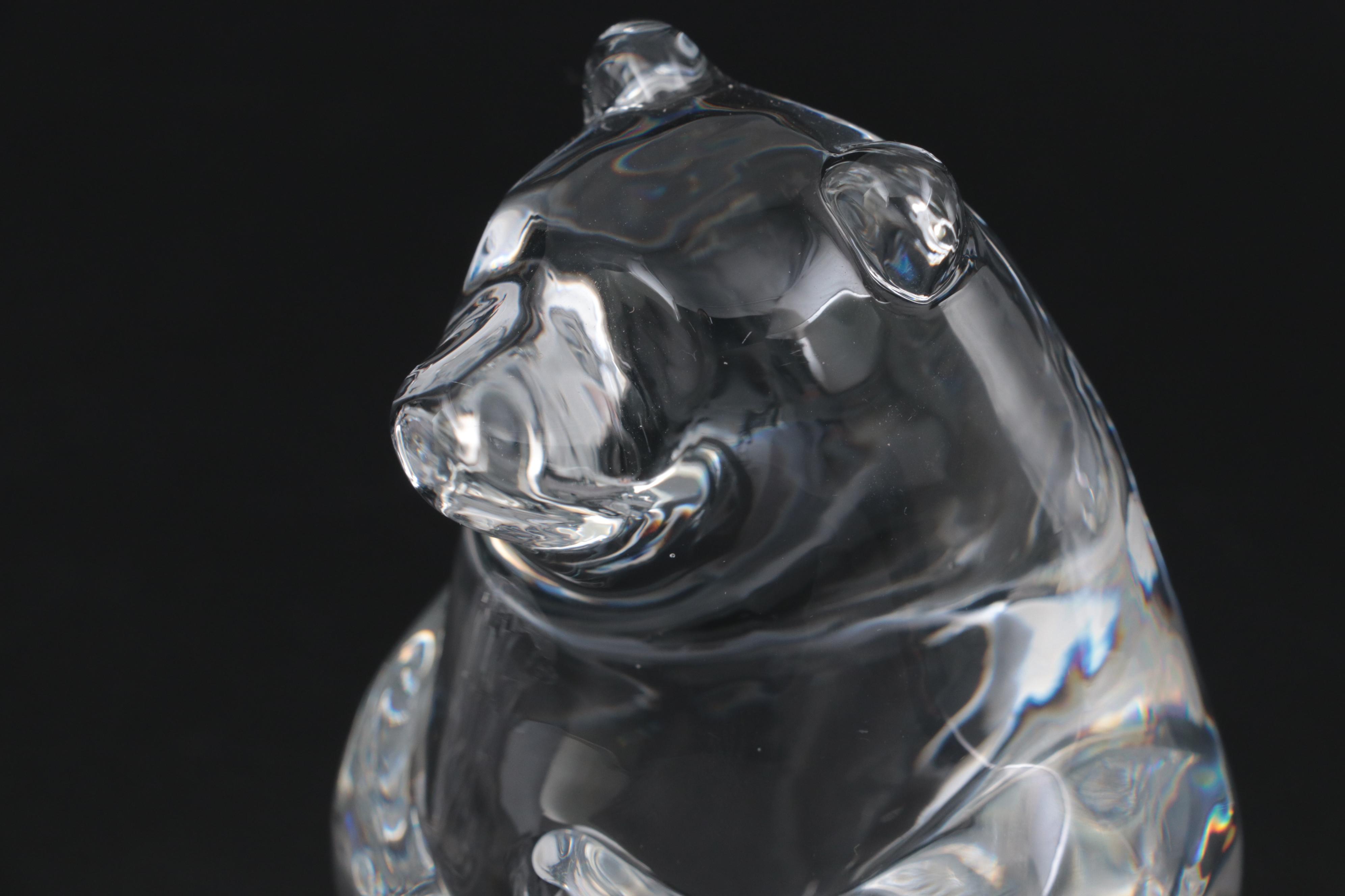 Waterford Crystal "Turtle" Paperweight, Orrefors Bear and Glass Mouse