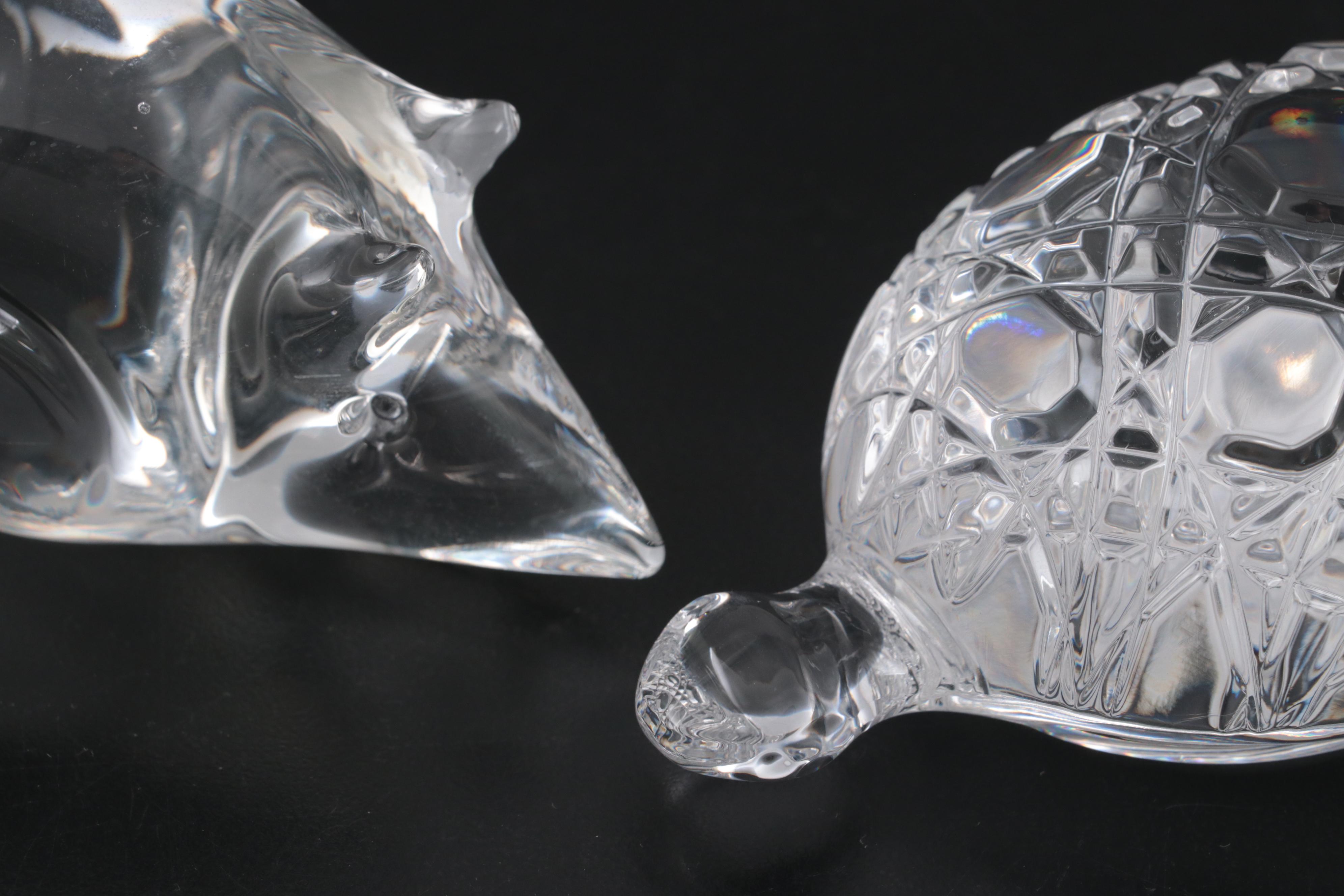 Waterford Crystal "Turtle" Paperweight, Orrefors Bear and Glass Mouse