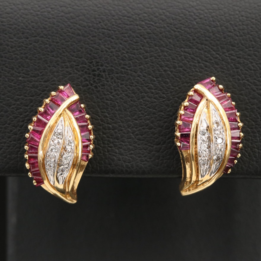 18K 0.12 CTW Diamond and Ruby Earrings