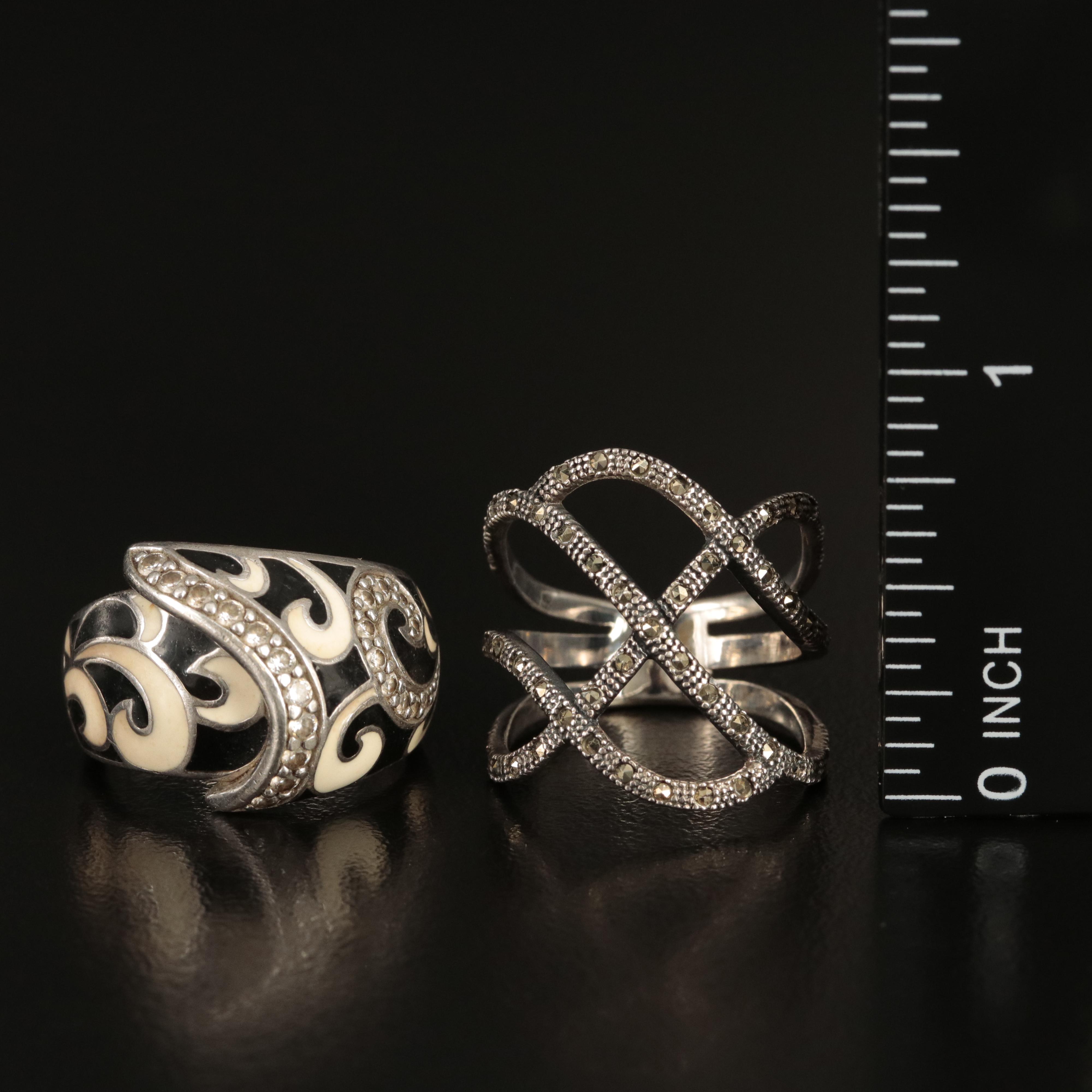 Belle Étoile, Moonstone and Enamel Featured in Sterling Ring Selection