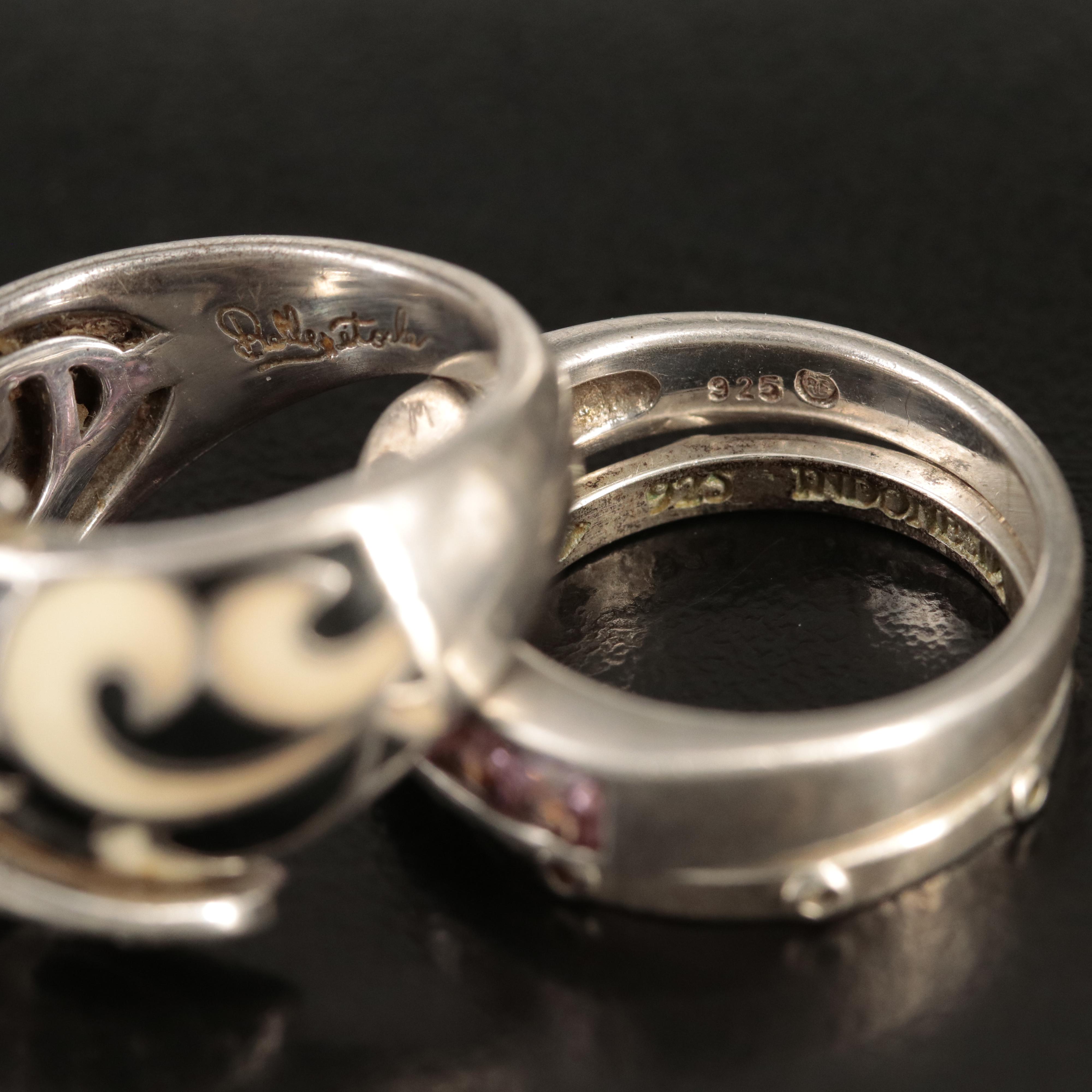 Belle Étoile, Moonstone and Enamel Featured in Sterling Ring Selection