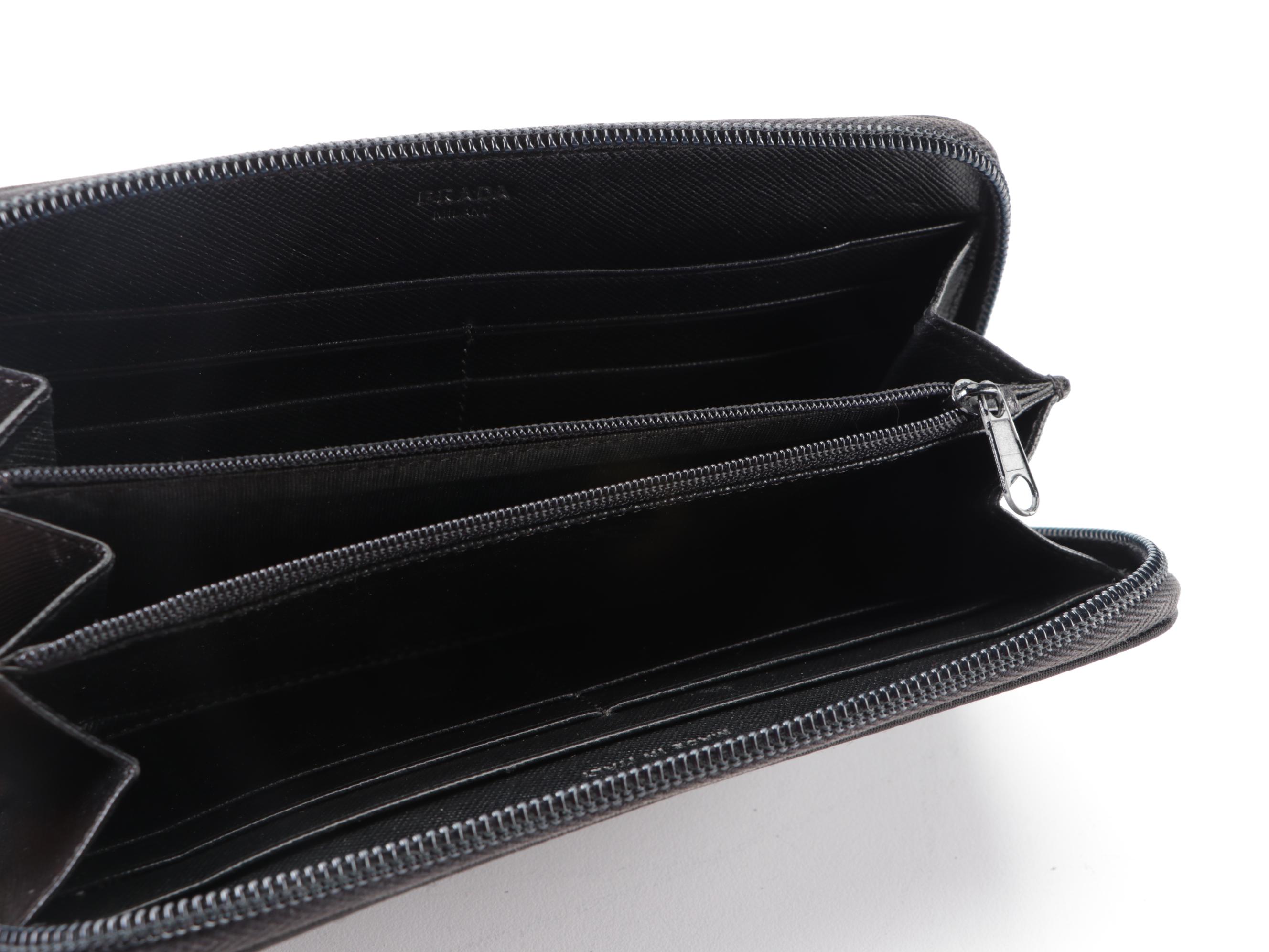 Prada Zip-Around Wallet in Black Nylon