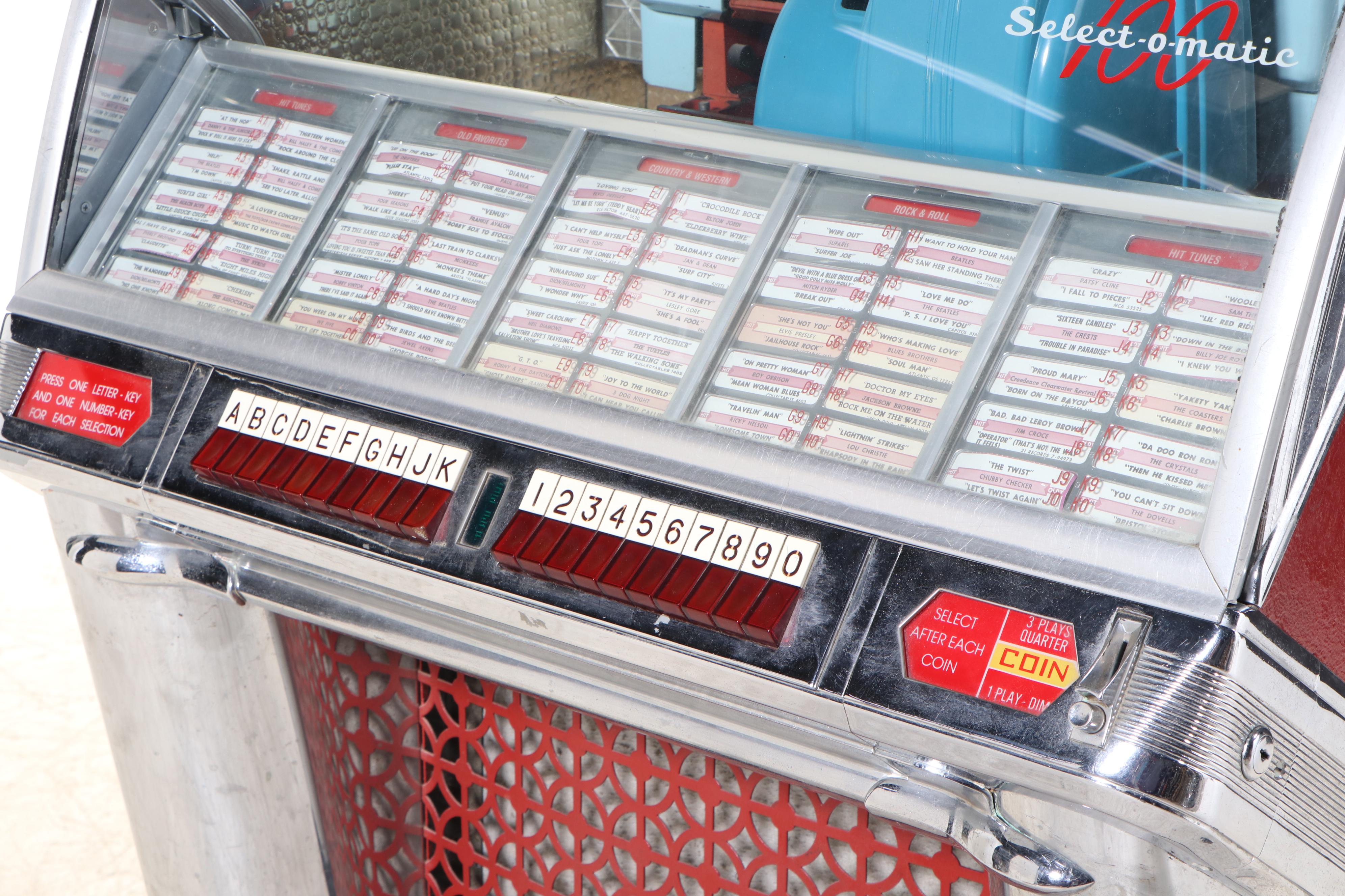 Seeburg Select-O-Matic 100C Deluxe High Fidelity Jukebox and Records, 1950s