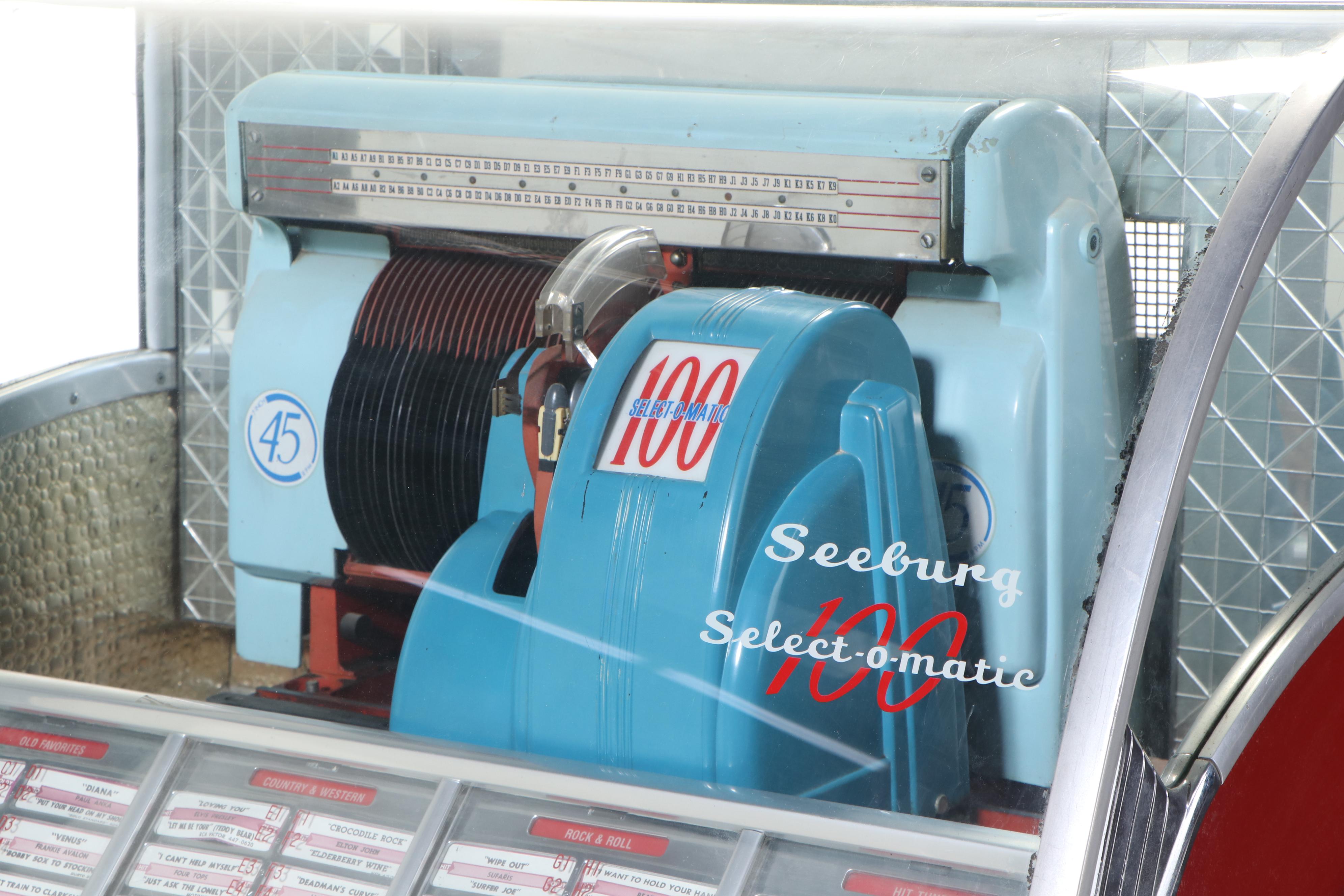 Seeburg Select-O-Matic 100C Deluxe High Fidelity Jukebox and Records, 1950s