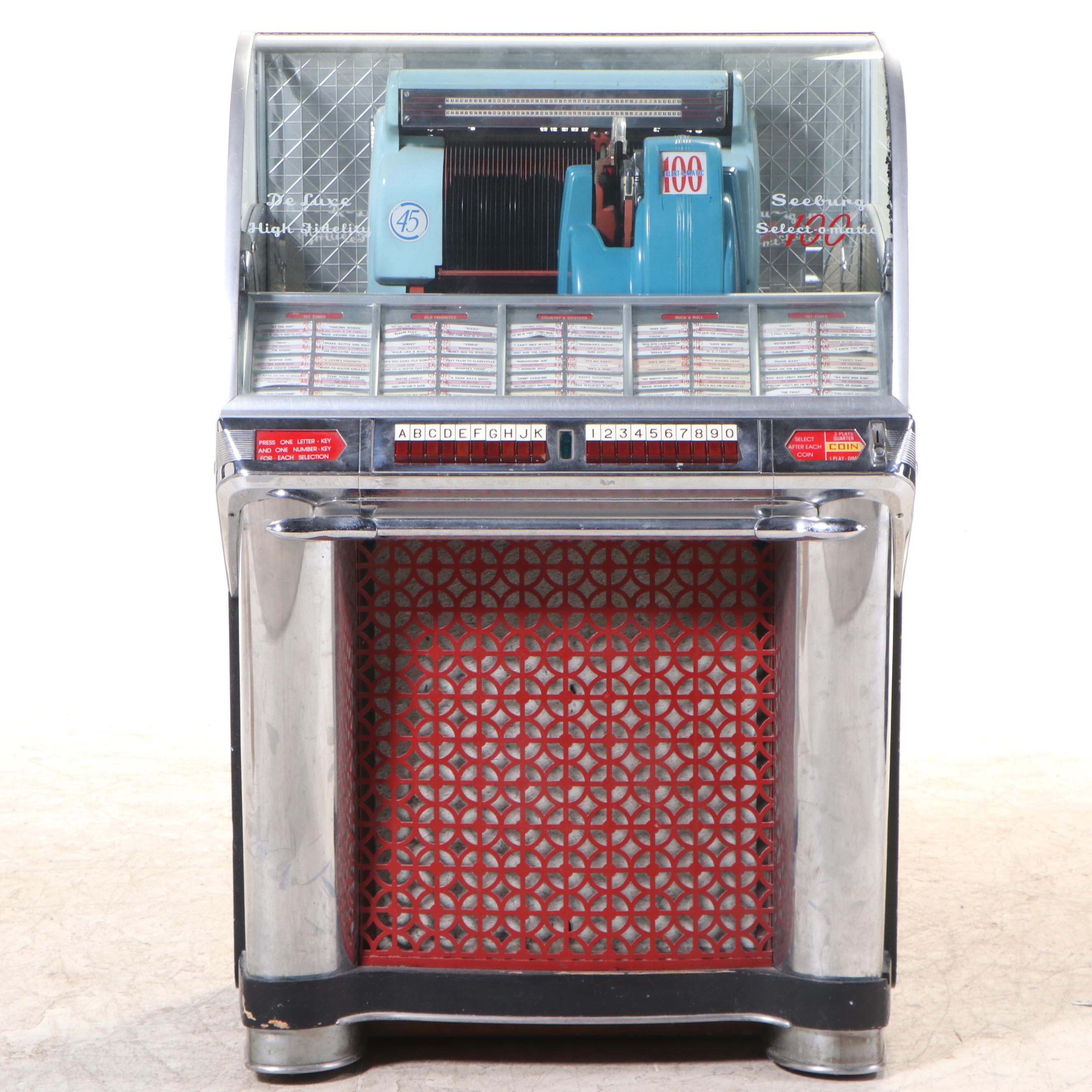Seeburg Select-O-Matic 100C Deluxe High Fidelity Jukebox and Records, 1950s