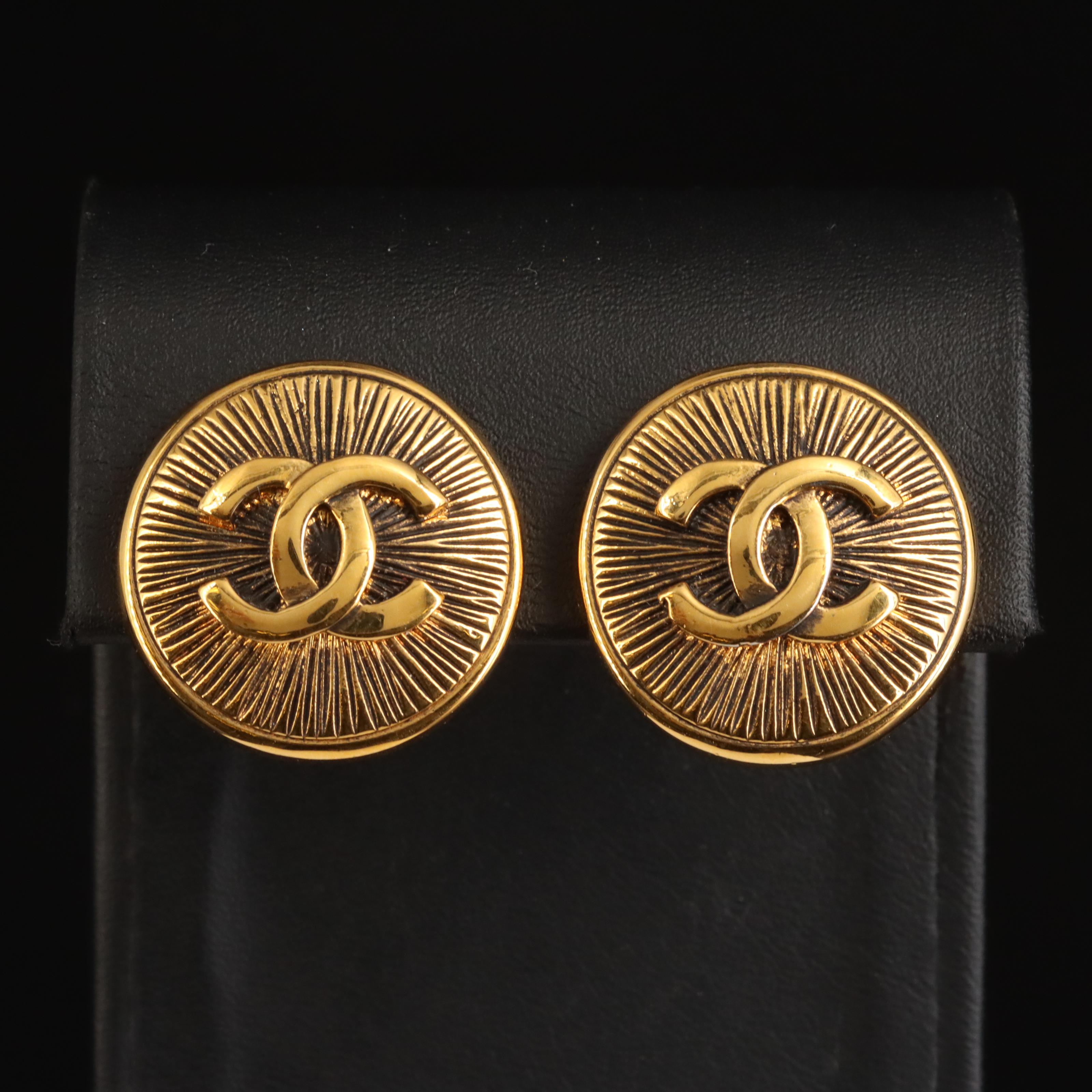 Vintage Chanel "Sunburst" Earrings with Branded Box