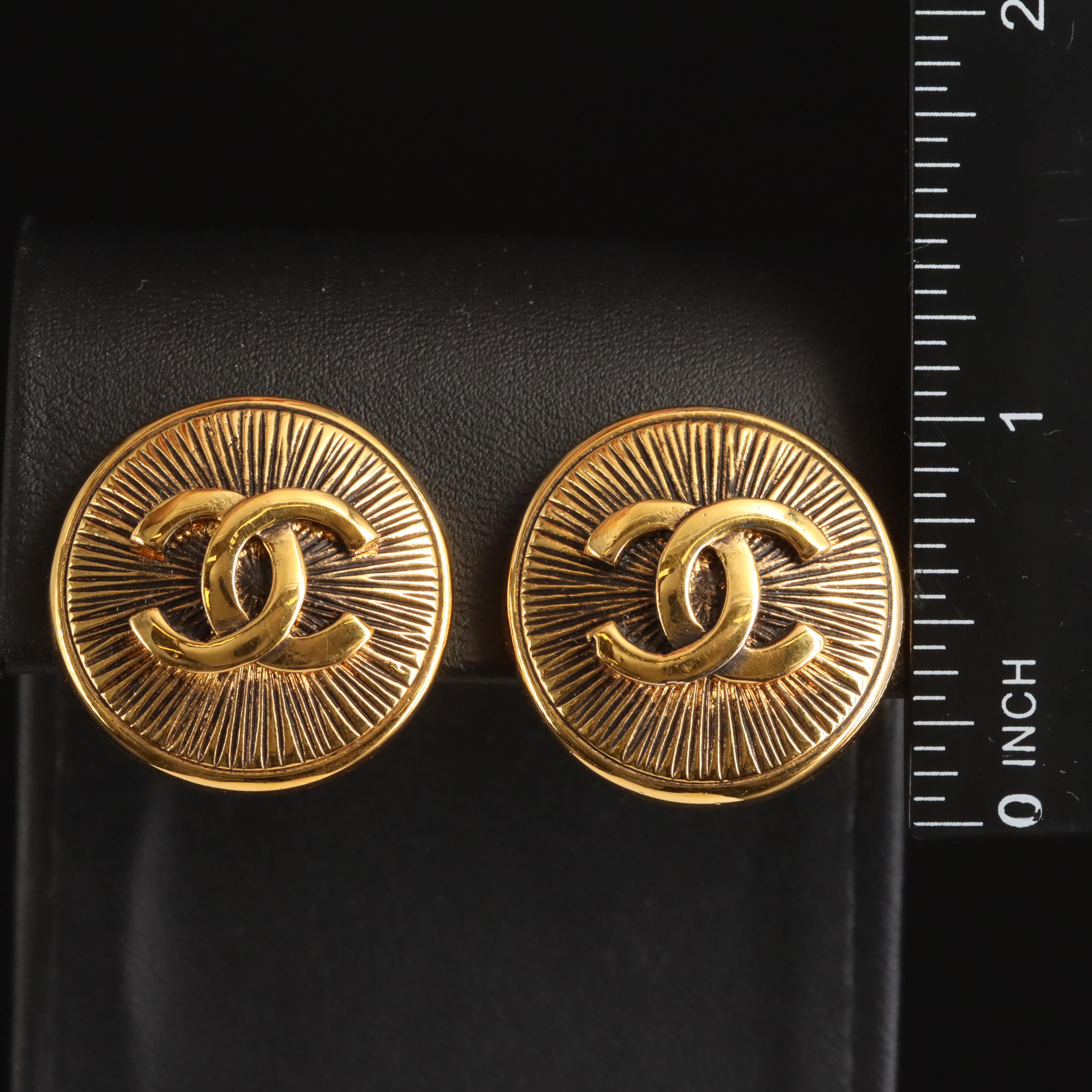 Vintage Chanel "Sunburst" Earrings with Branded Box
