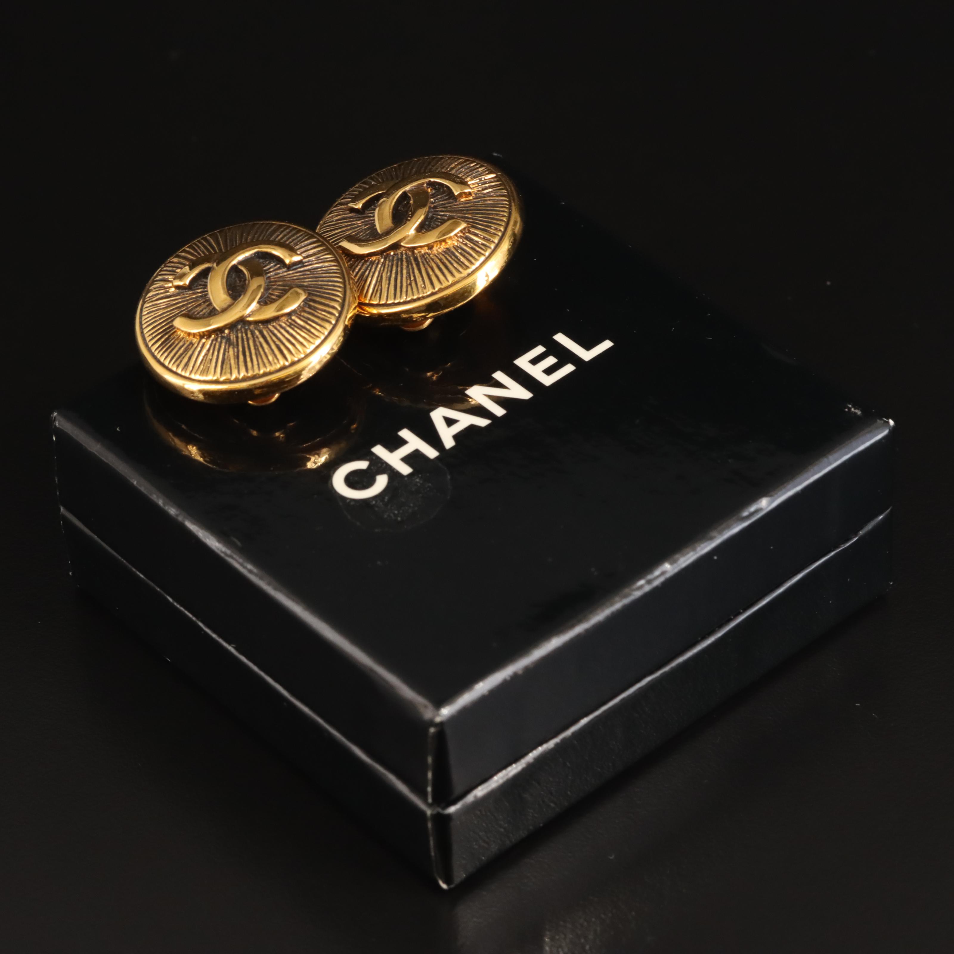 Vintage Chanel "Sunburst" Earrings with Branded Box