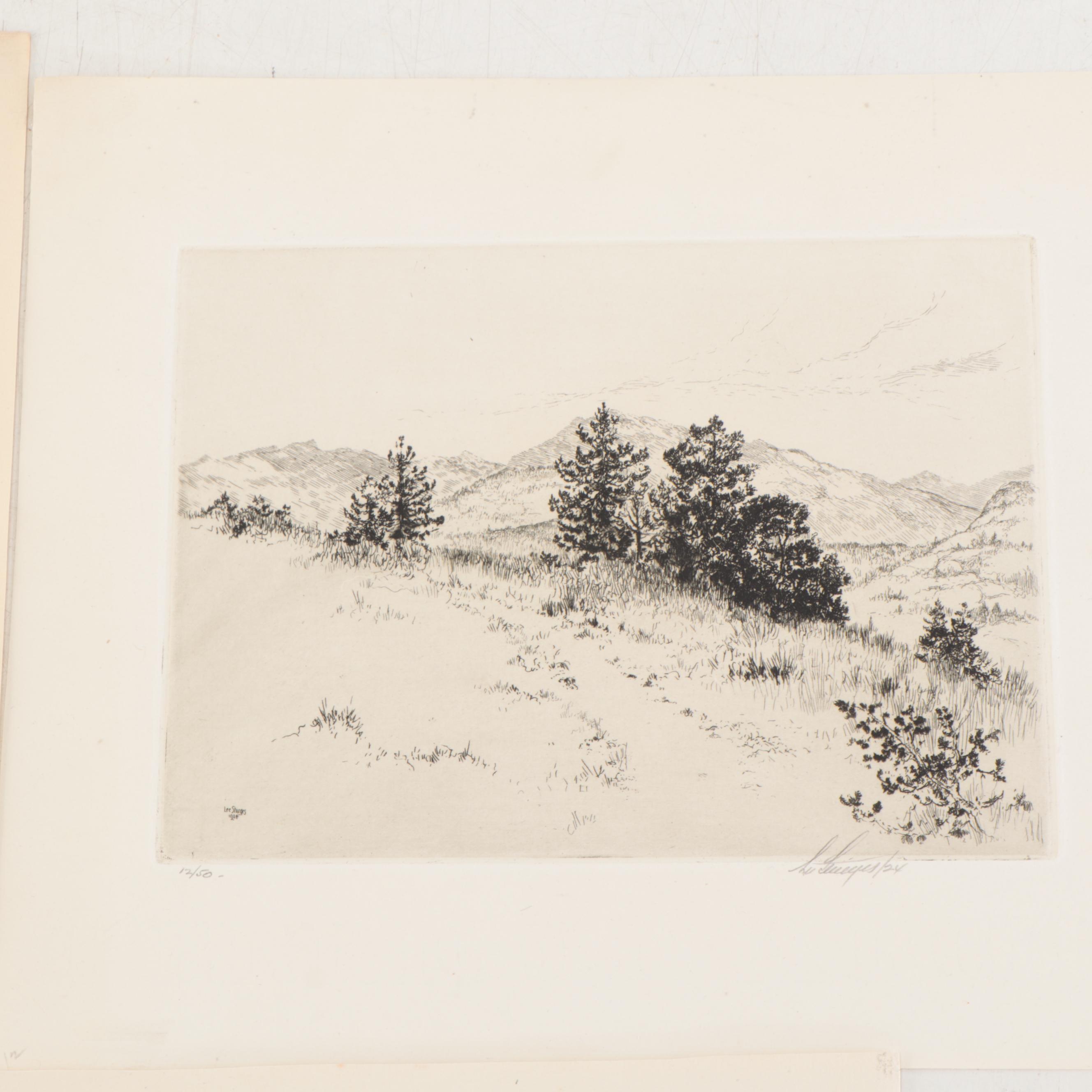 Lee Sturges Mountain Landscape Etchings, Circa 1925