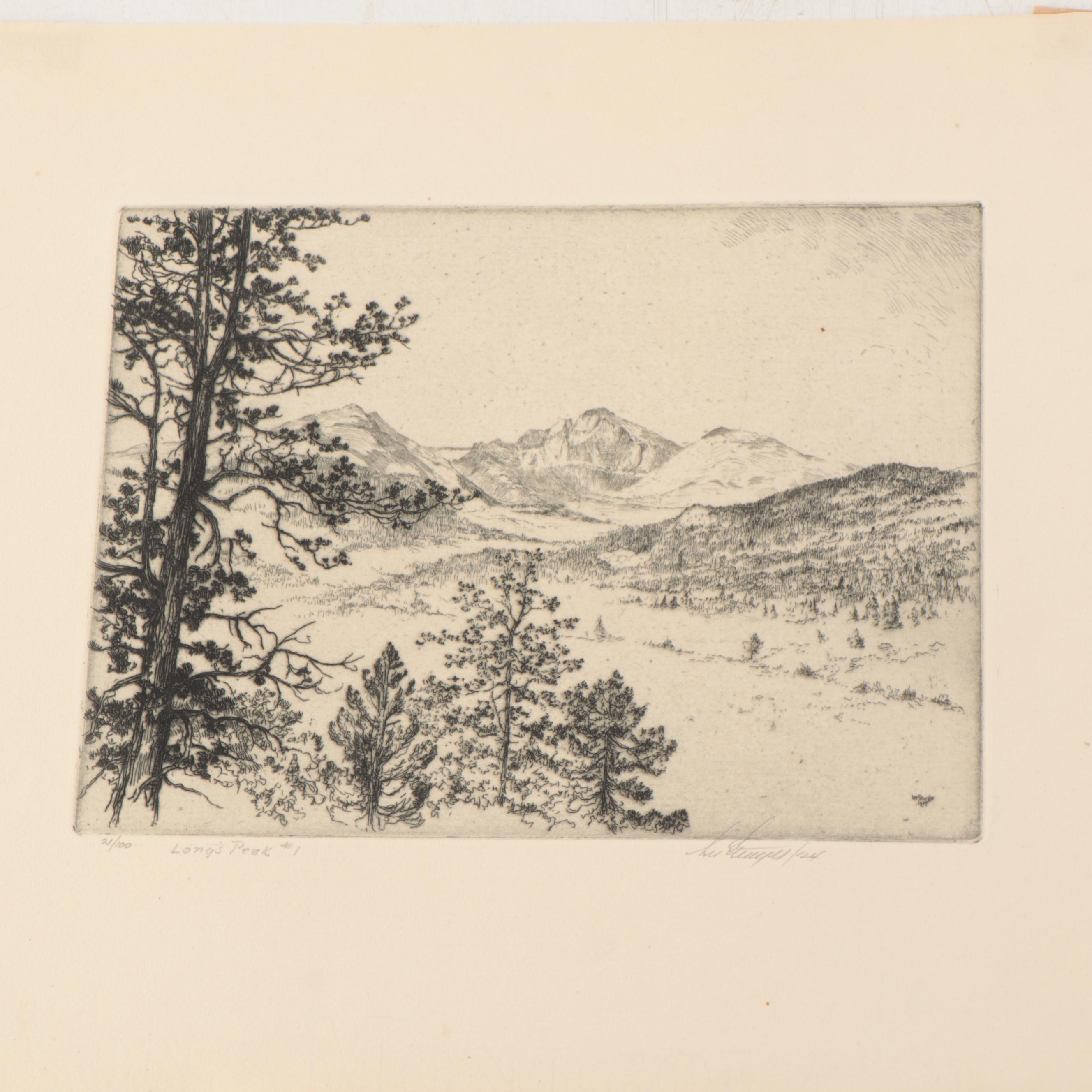 Lee Sturges Mountain Landscape Etchings, Circa 1925