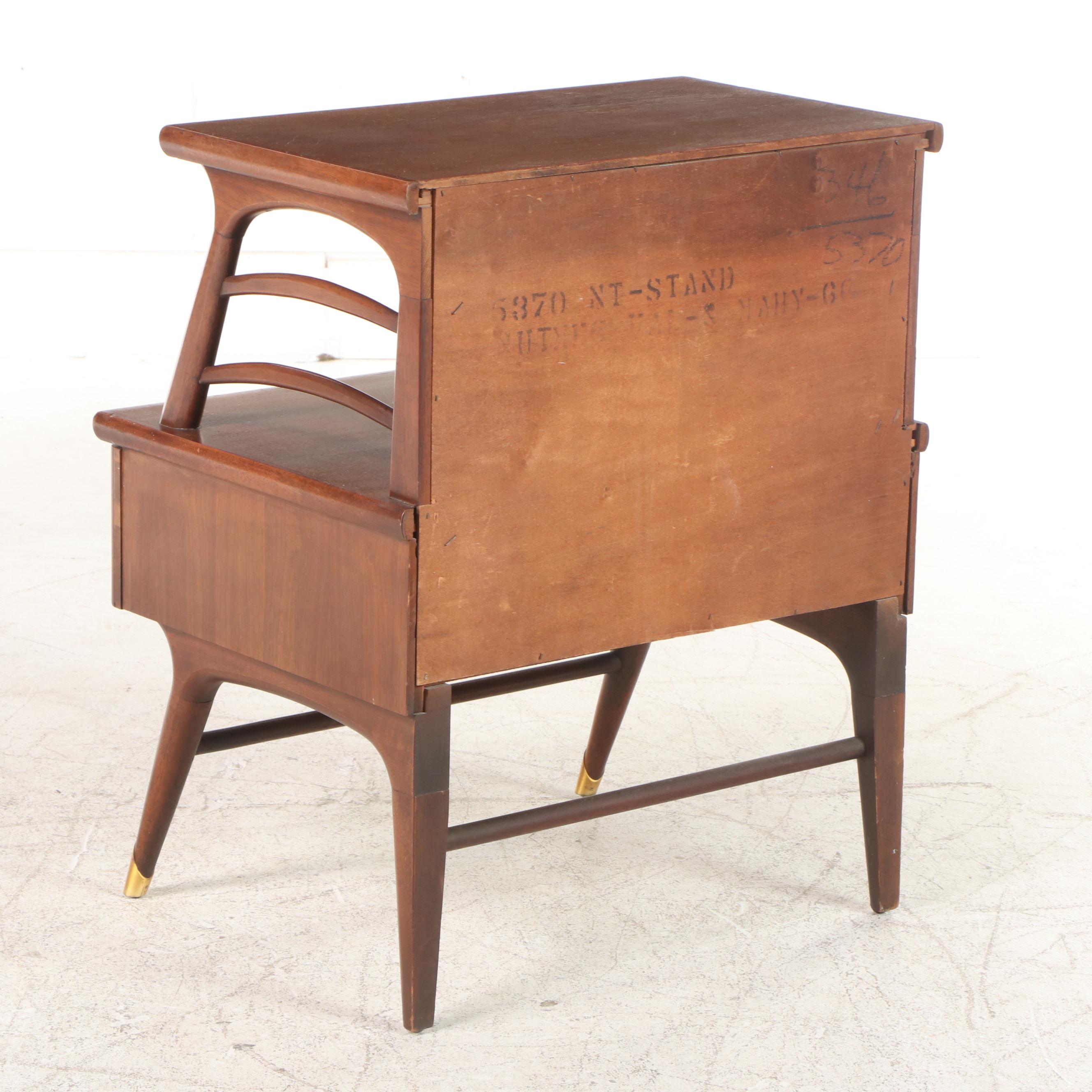 Kent-Coffey "The Appleton" Mid Century Modern Walnut and Mahogany Nightstand