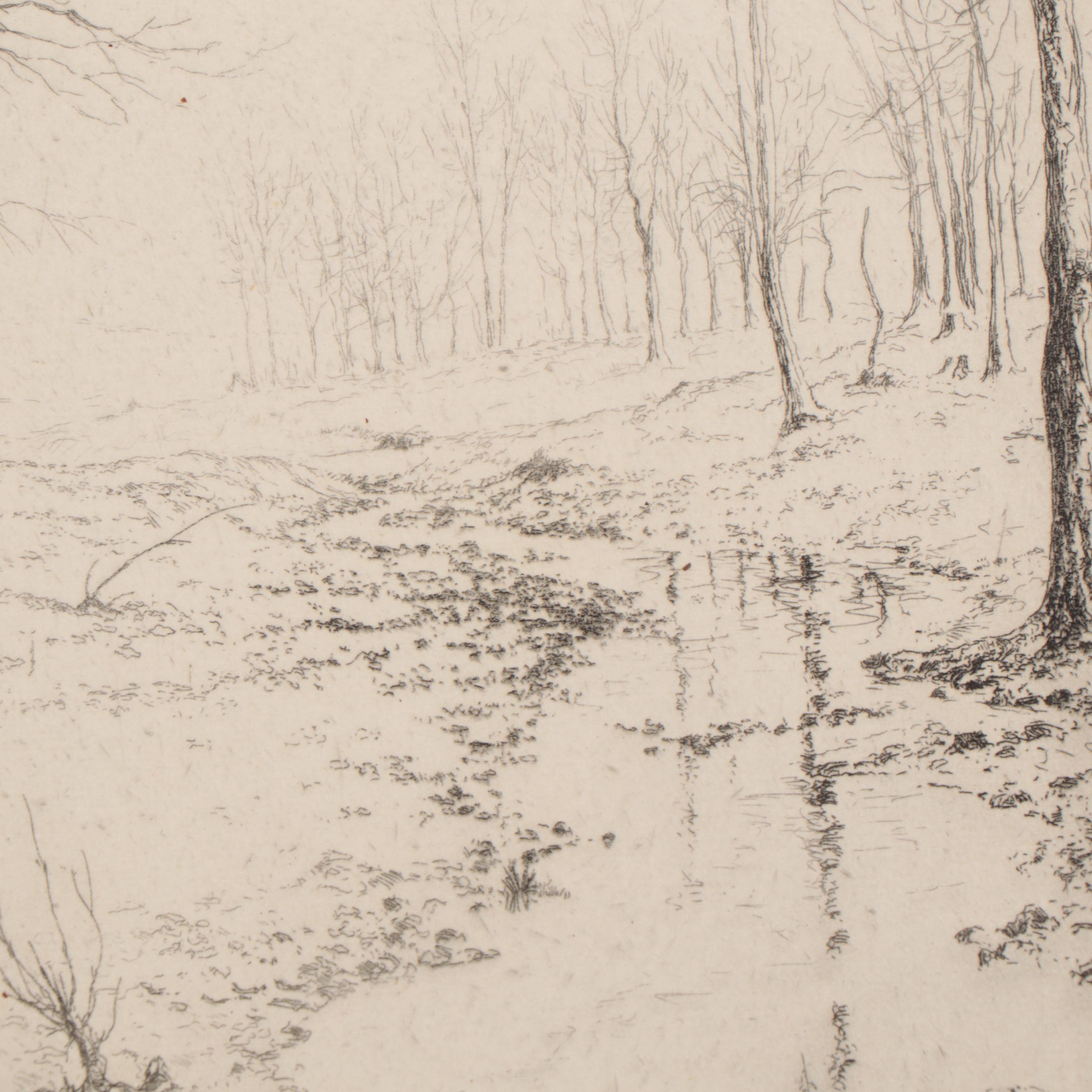 Lee Sturges Forest Landscape and Waterscape Etchings, Circa 1920