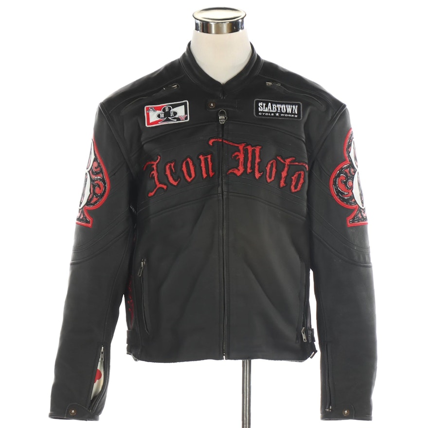 Men's ICON Limited Edition DMH Daytona Leather Motorcycle Jacket with Liner
