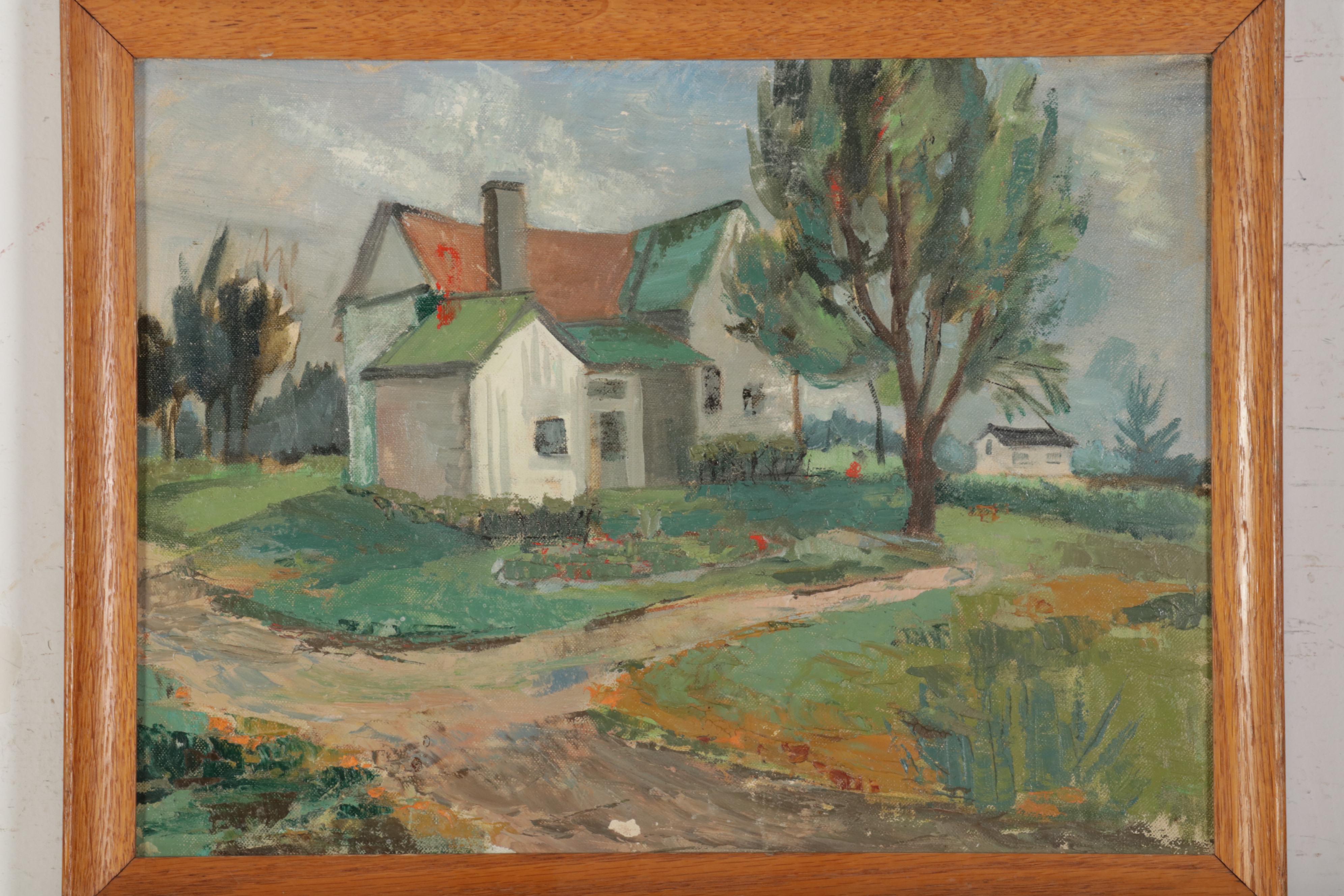 Rural Landscape Oil Paintings Featuring Douglas Miley, Mid-Late 20th Century