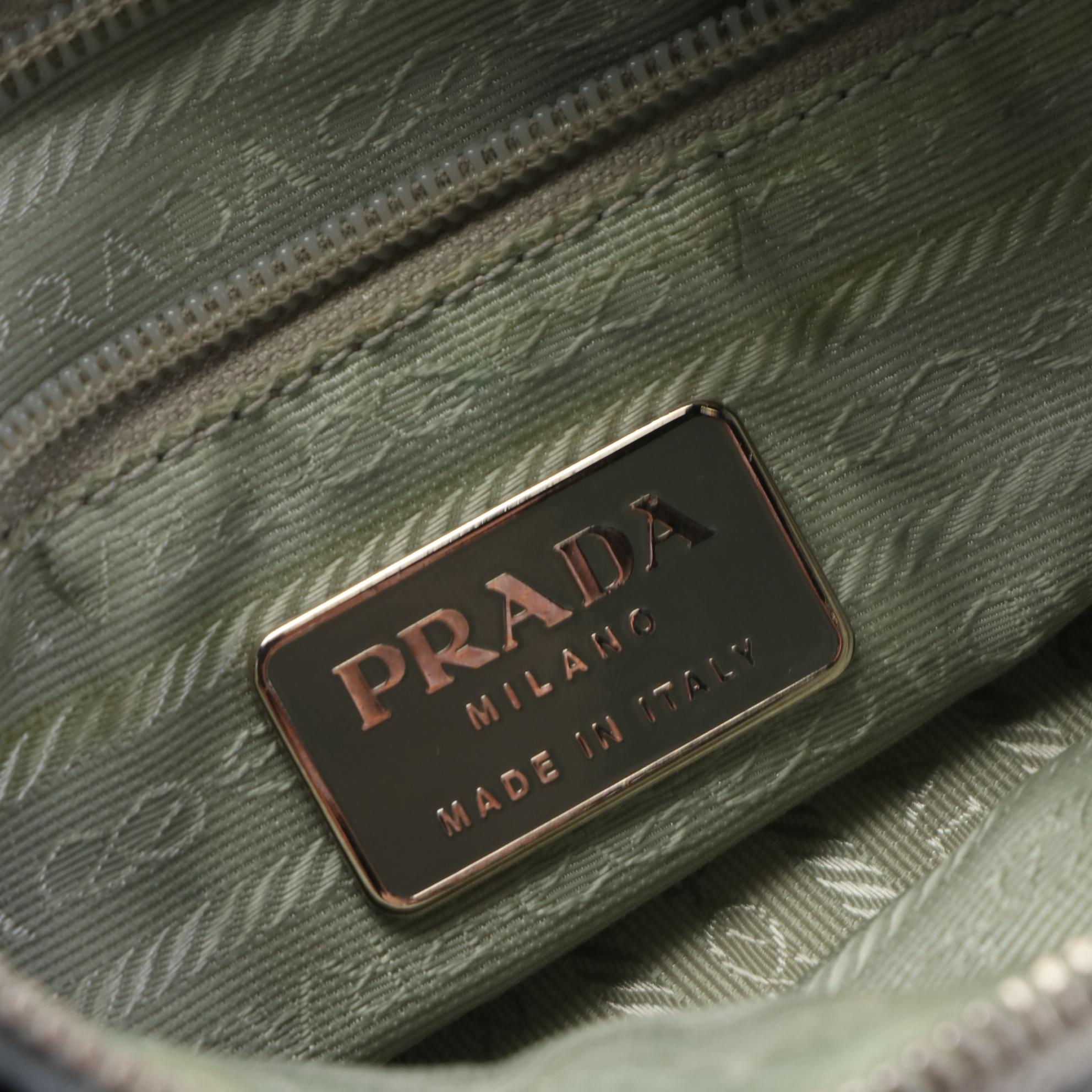 Prada Small Zip Shoulder Bag in Quilted Nylon Gabardine and Patent Leather