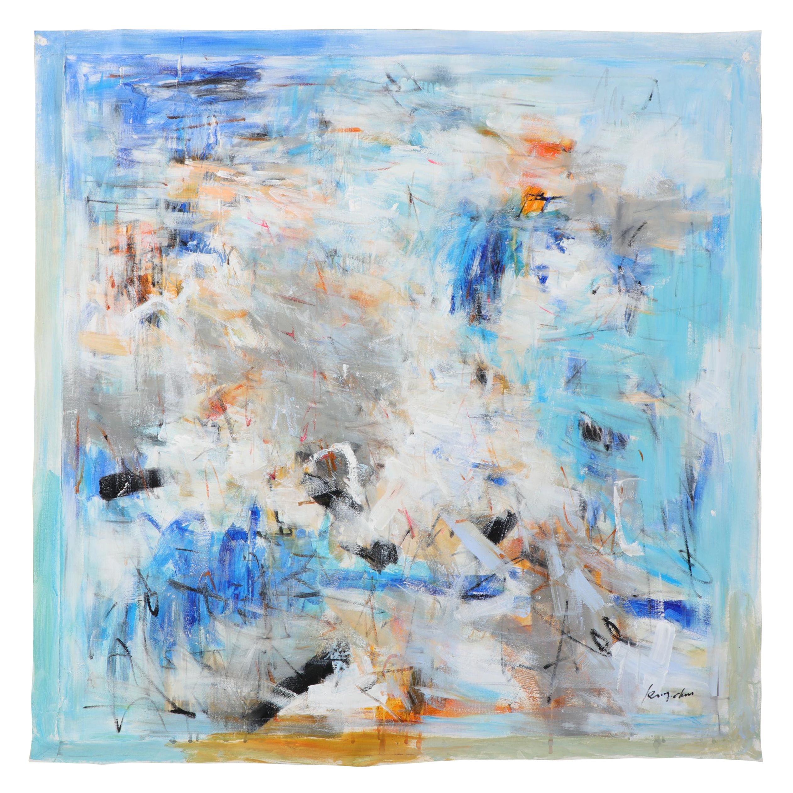 Ron Chun Large-Scale Abstract Expressionist Style Oil Painting, 21st Century