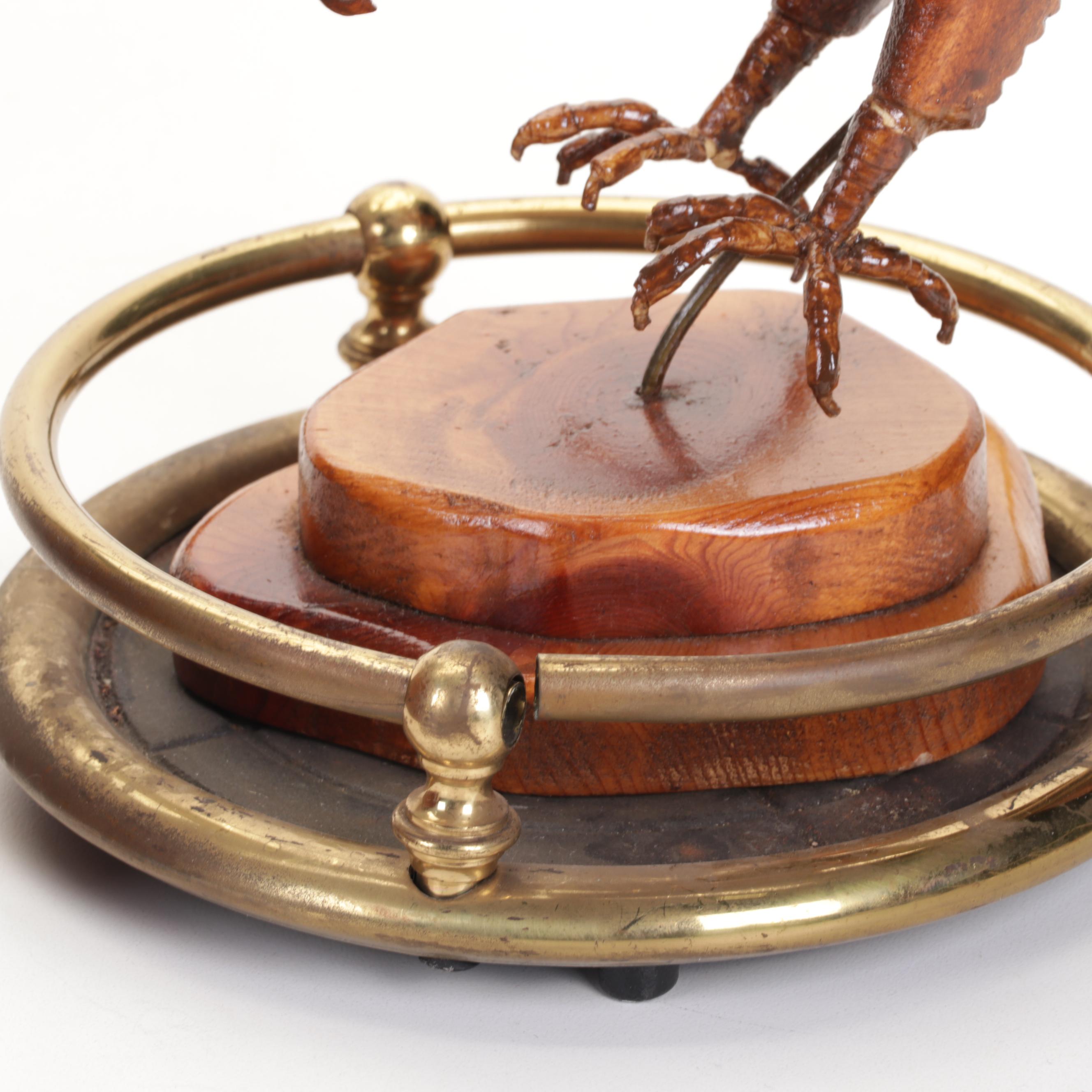 Wooden Cigar Humidor with One Resin and Two Carved Wood Eagle Sculptures