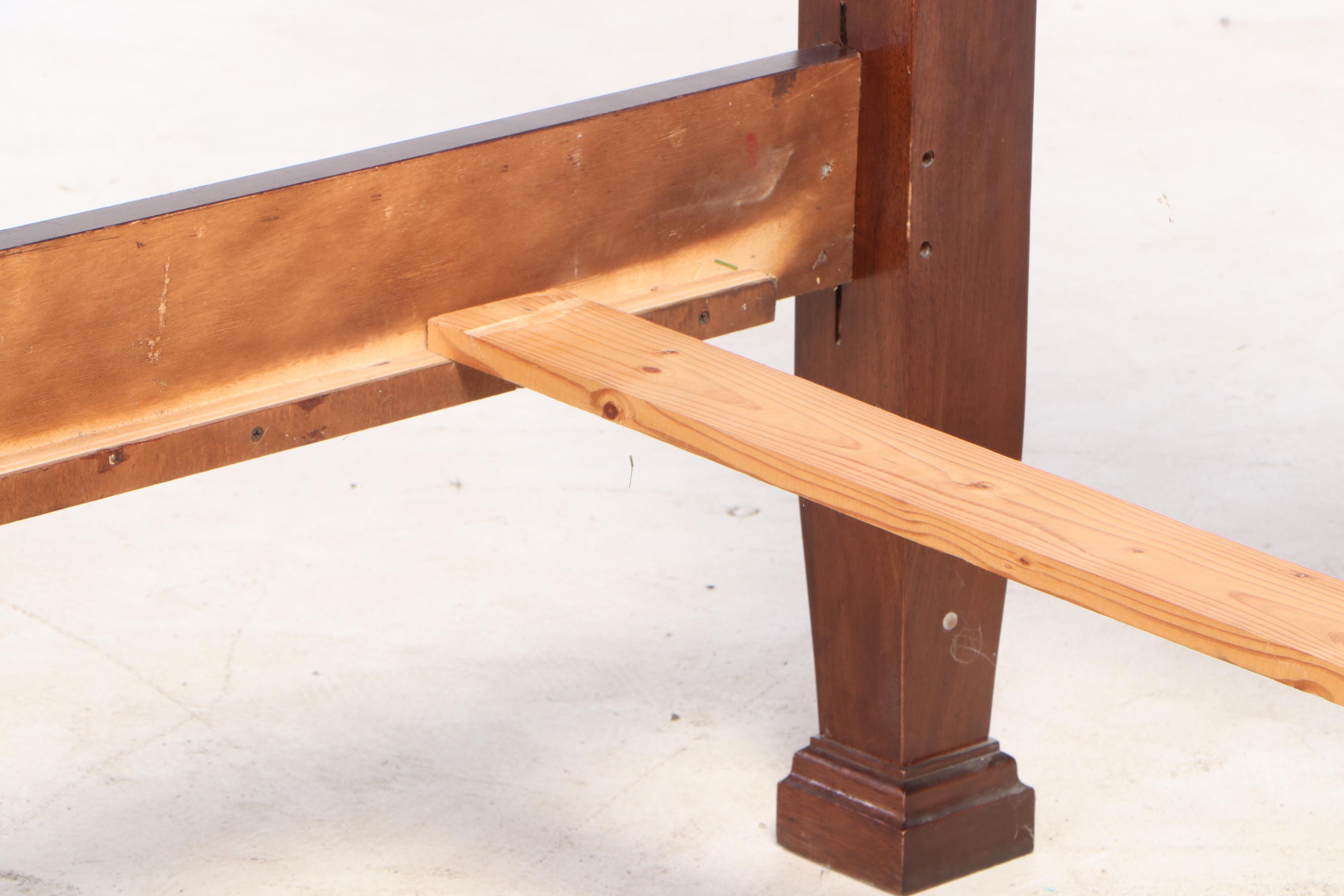 Federal Style Cherrywood and Mahogany-Crossbanded Queen Size Four-Post Bed Frame