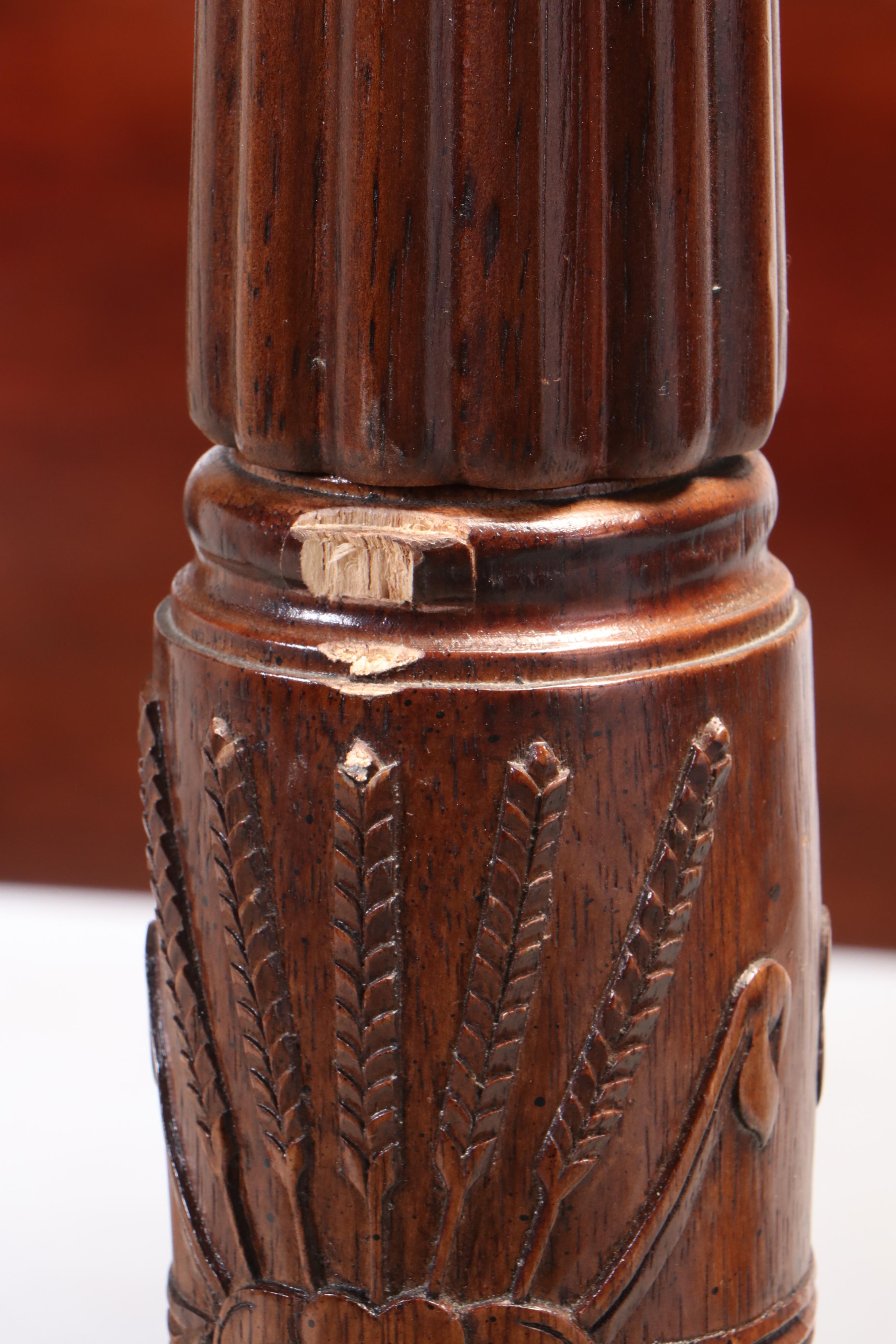 Federal Style Cherrywood and Mahogany-Crossbanded Queen Size Four-Post Bed Frame