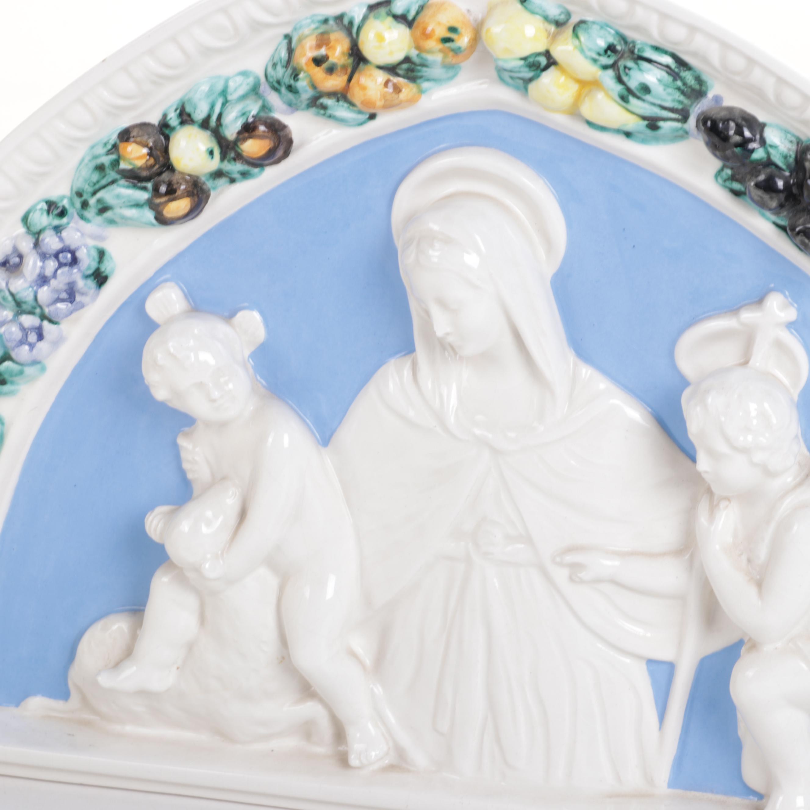 Italian Della Robbia Style Ceramic Icon Plaques