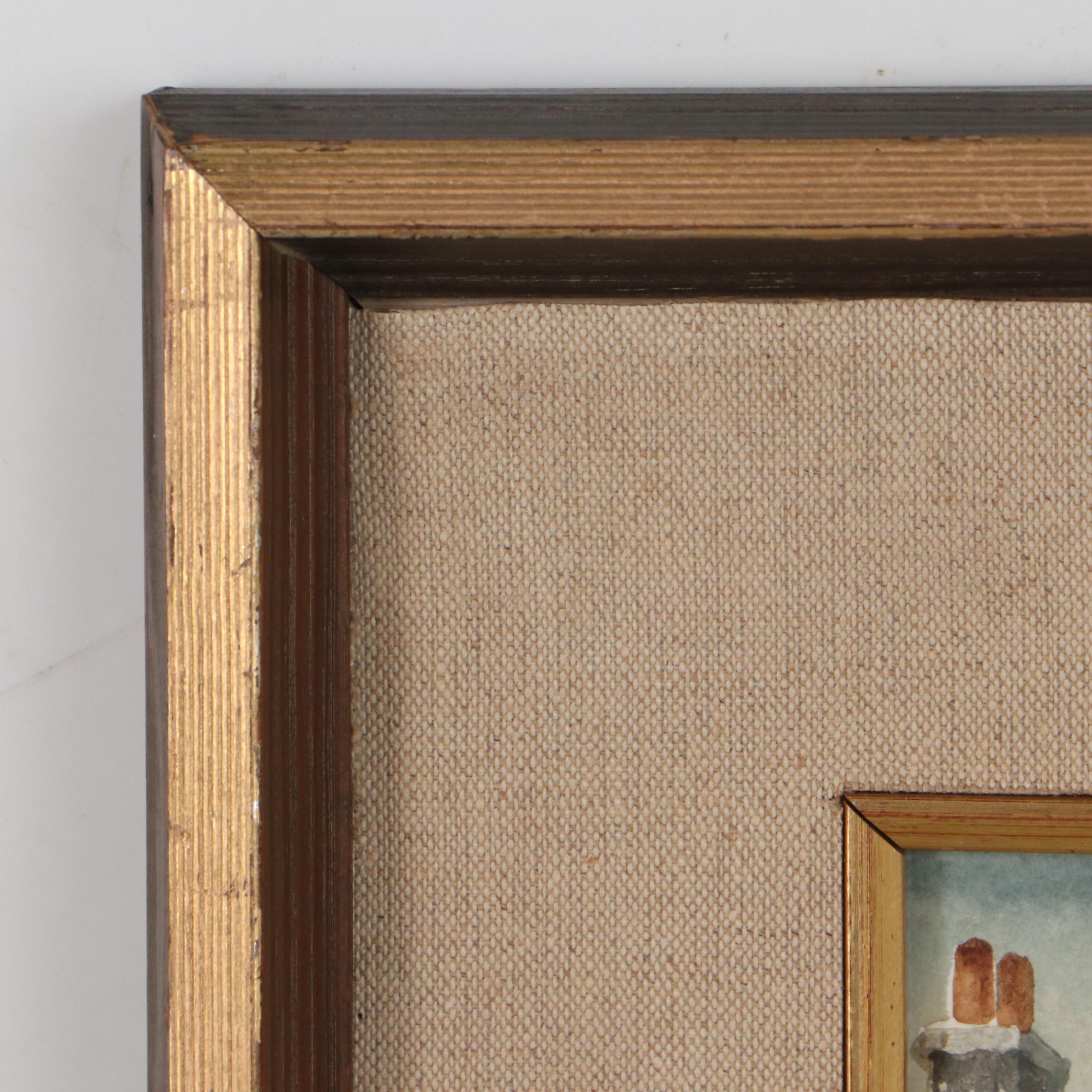 Henry Gasser Paris Cityscape Watercolor Painting "Backyard Playground"