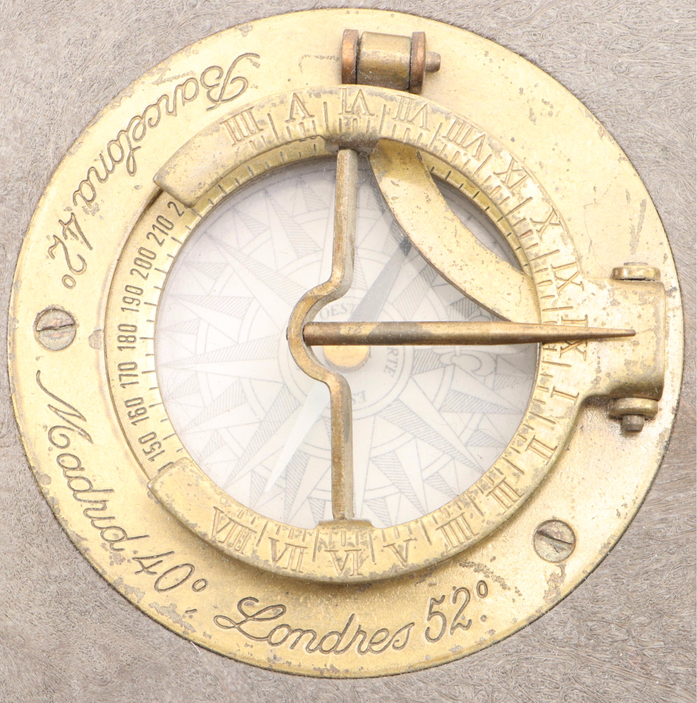 Equinoctial Sundial With Other Compasses and Keychain Compass