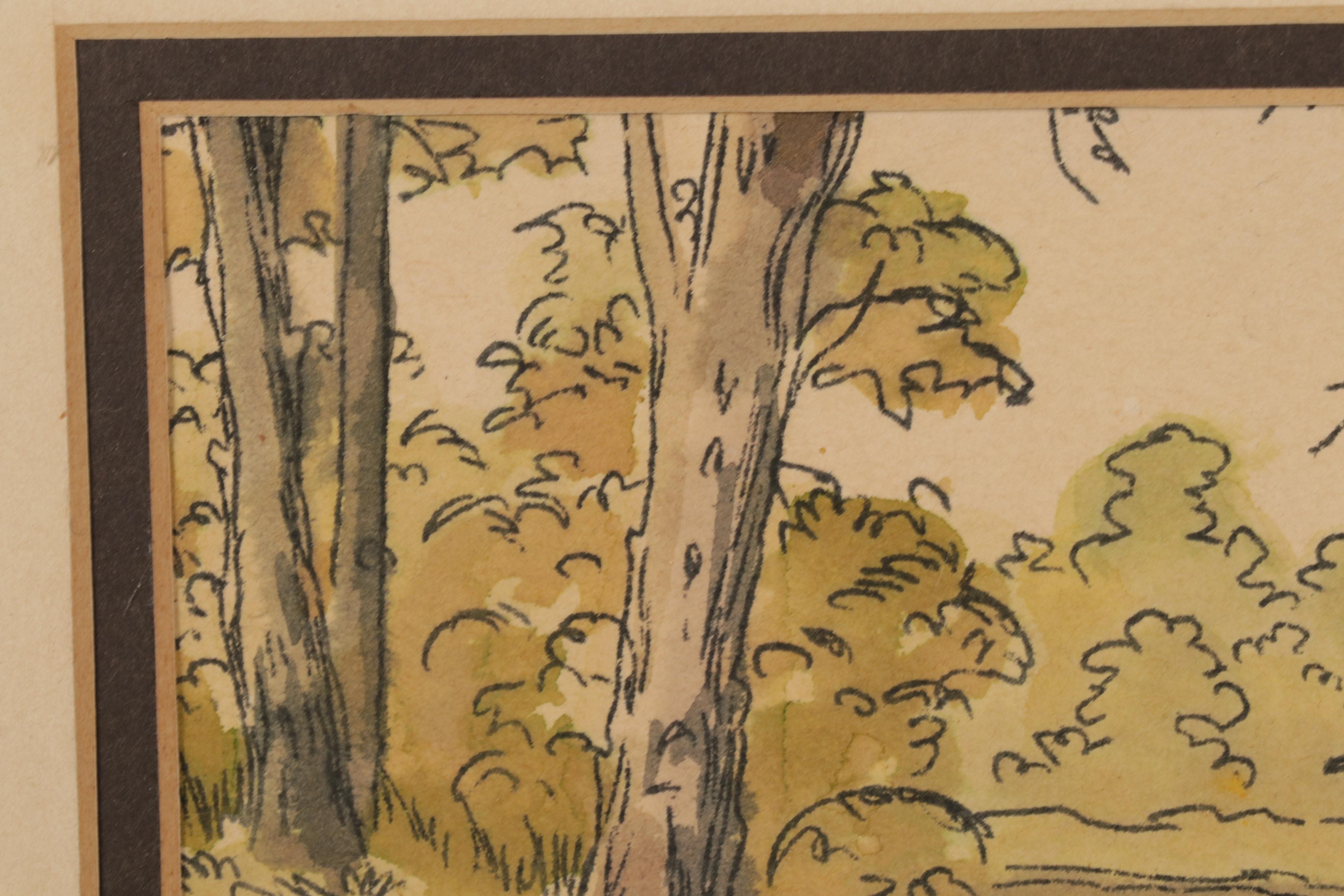 Konstantine Rodko Creekside Landscape Watercolor Painting, 20th Century