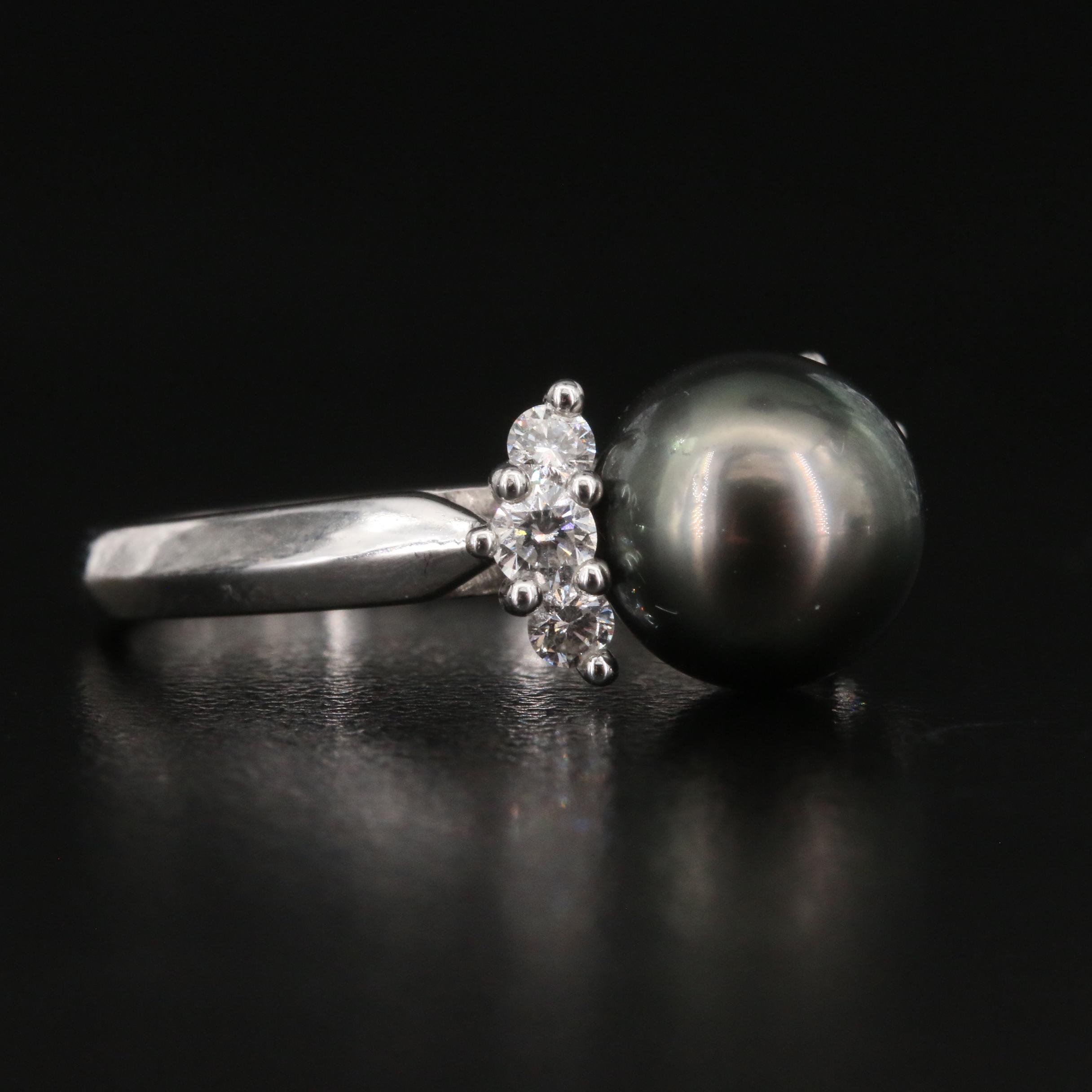 Mikimoto 18K Pearl and Diamond Ring