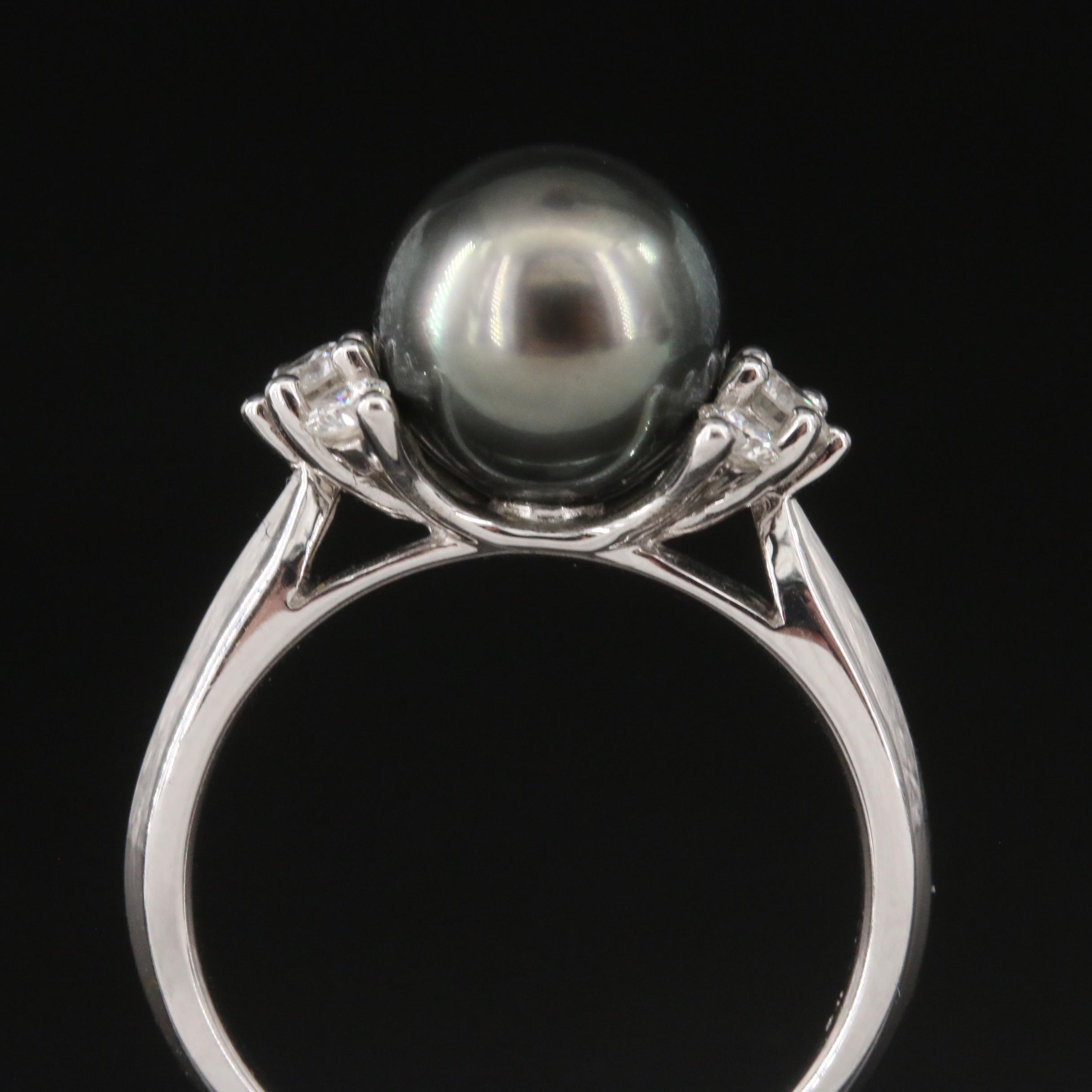 Mikimoto 18K Pearl and Diamond Ring