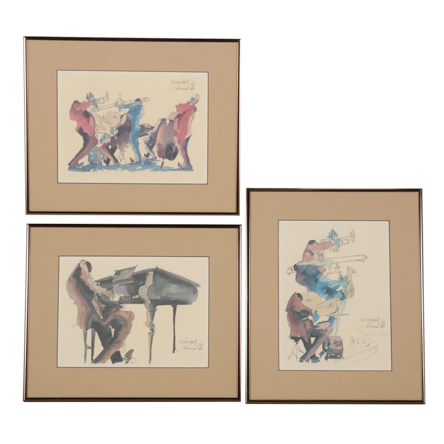 Offset Lithographs After Leo Meiersdorff Jazz Band Drawings