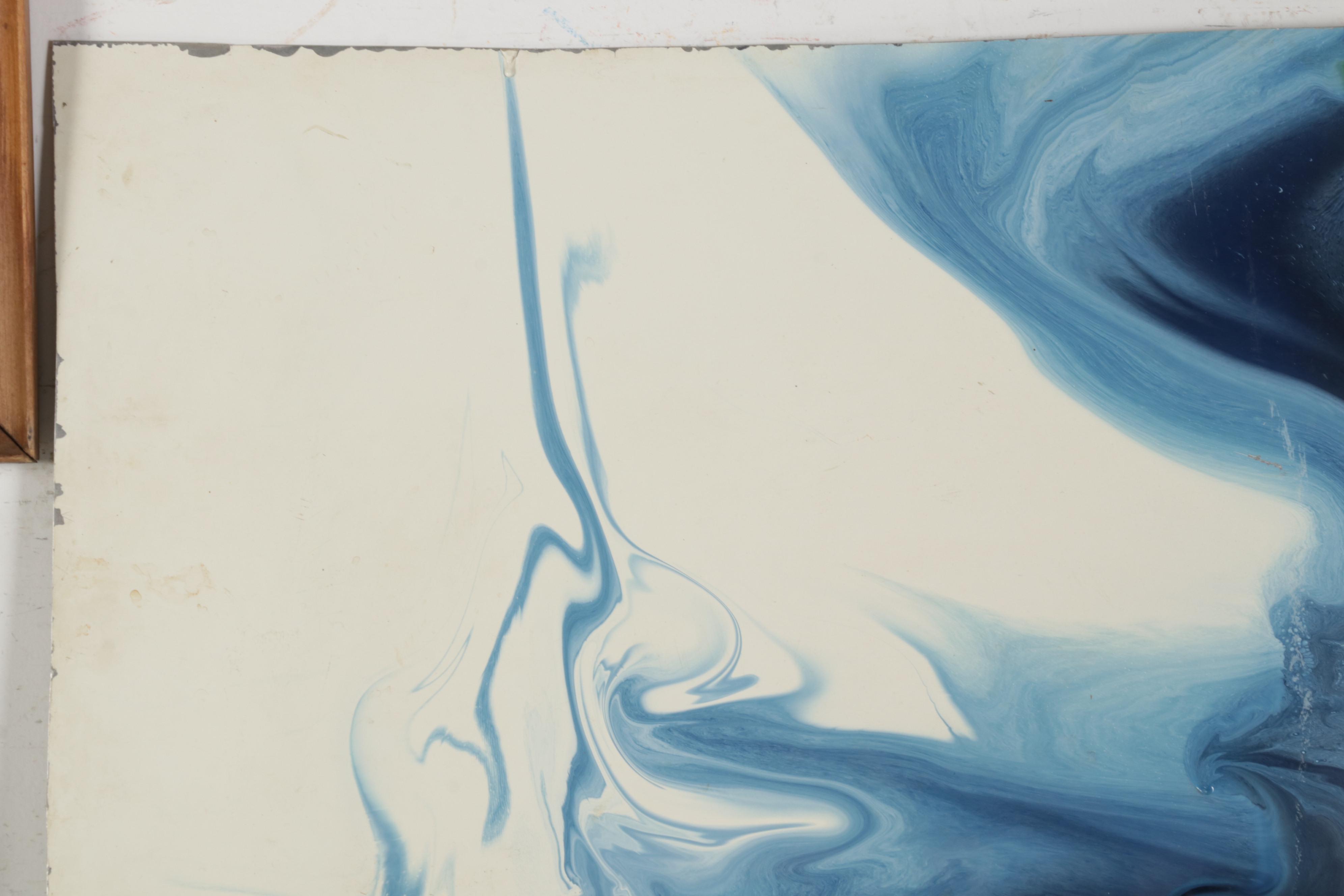 Abstract Acrylic Pour Paintings on Aluminum, Late 20th Century