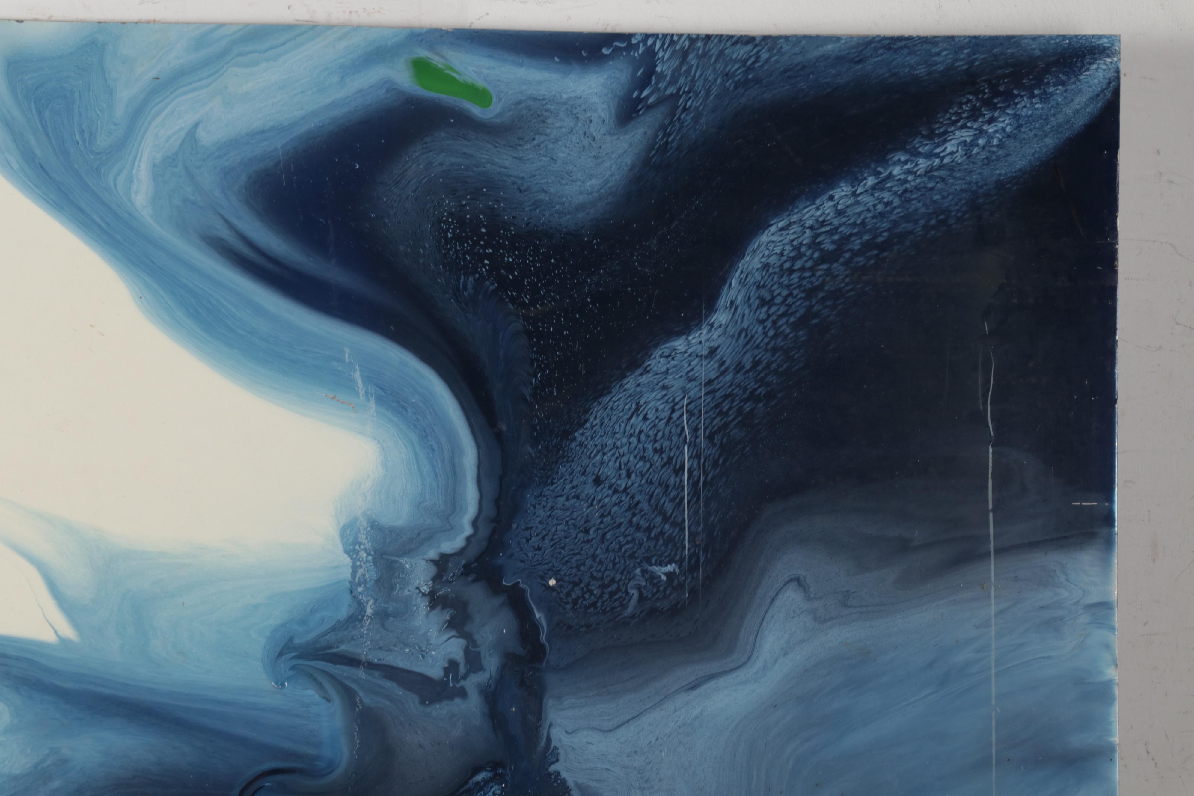 Abstract Acrylic Pour Paintings on Aluminum, Late 20th Century